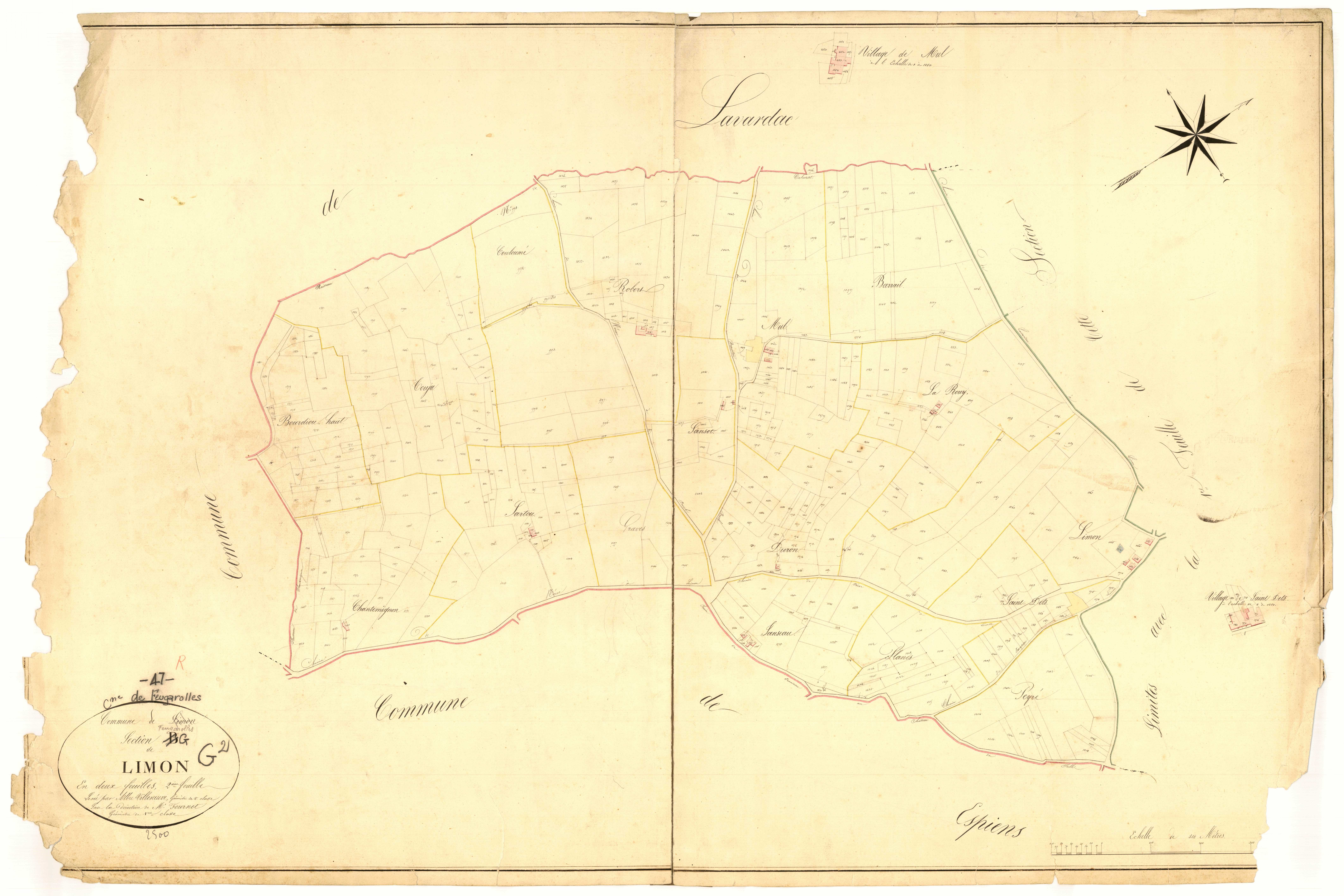 Plan napoléonien, atlas-B2 Limon, Limon (voir Feugarolles)