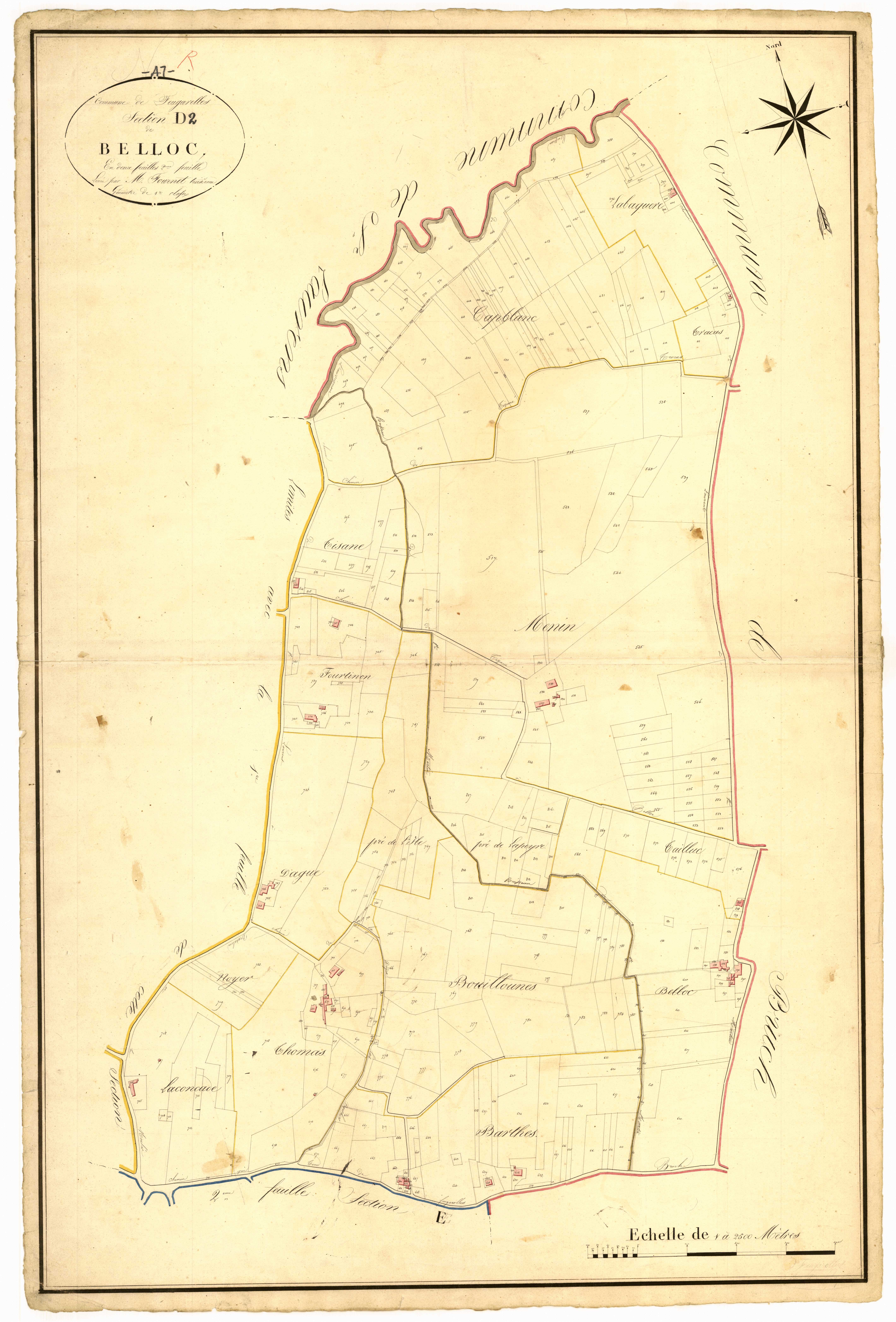 Plan napoléonien, atlas-D2 Belloc, Feugarolles