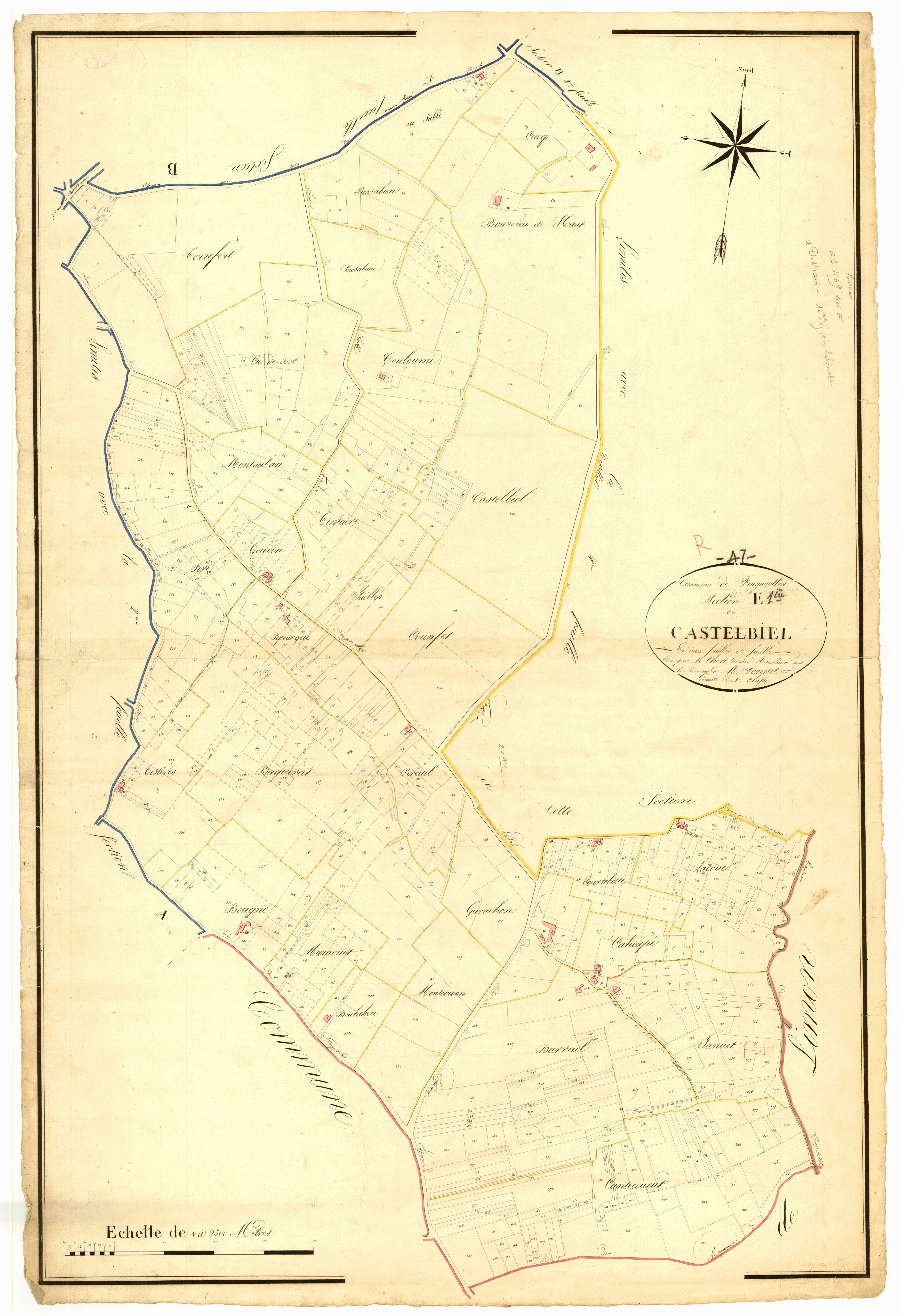 Plan napoléonien, atlas-E1 Castelbiel, Feugarolles