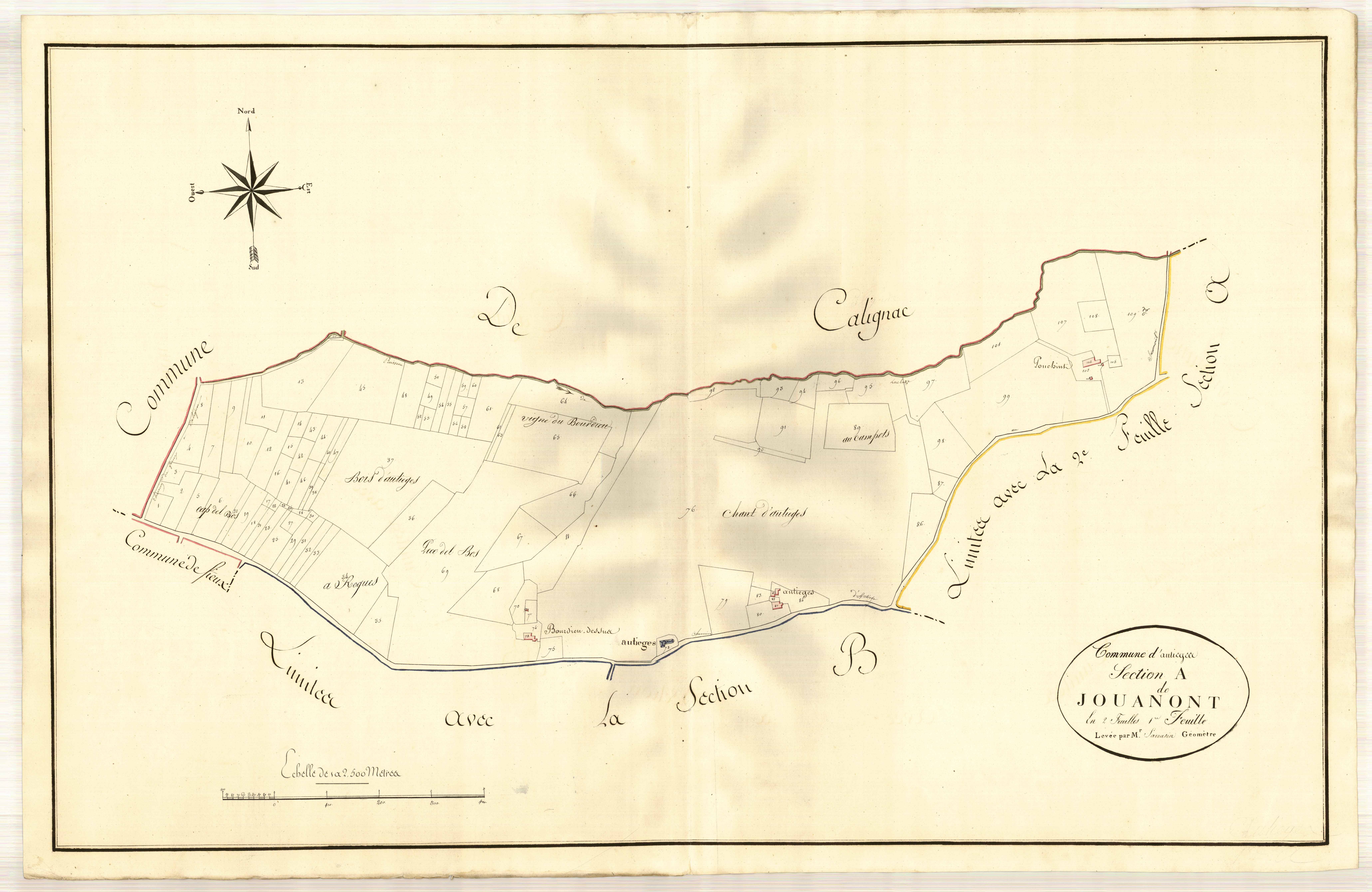 Plan primitif, atlas-A1 Jouanont, Autièges (voir Fieux)
