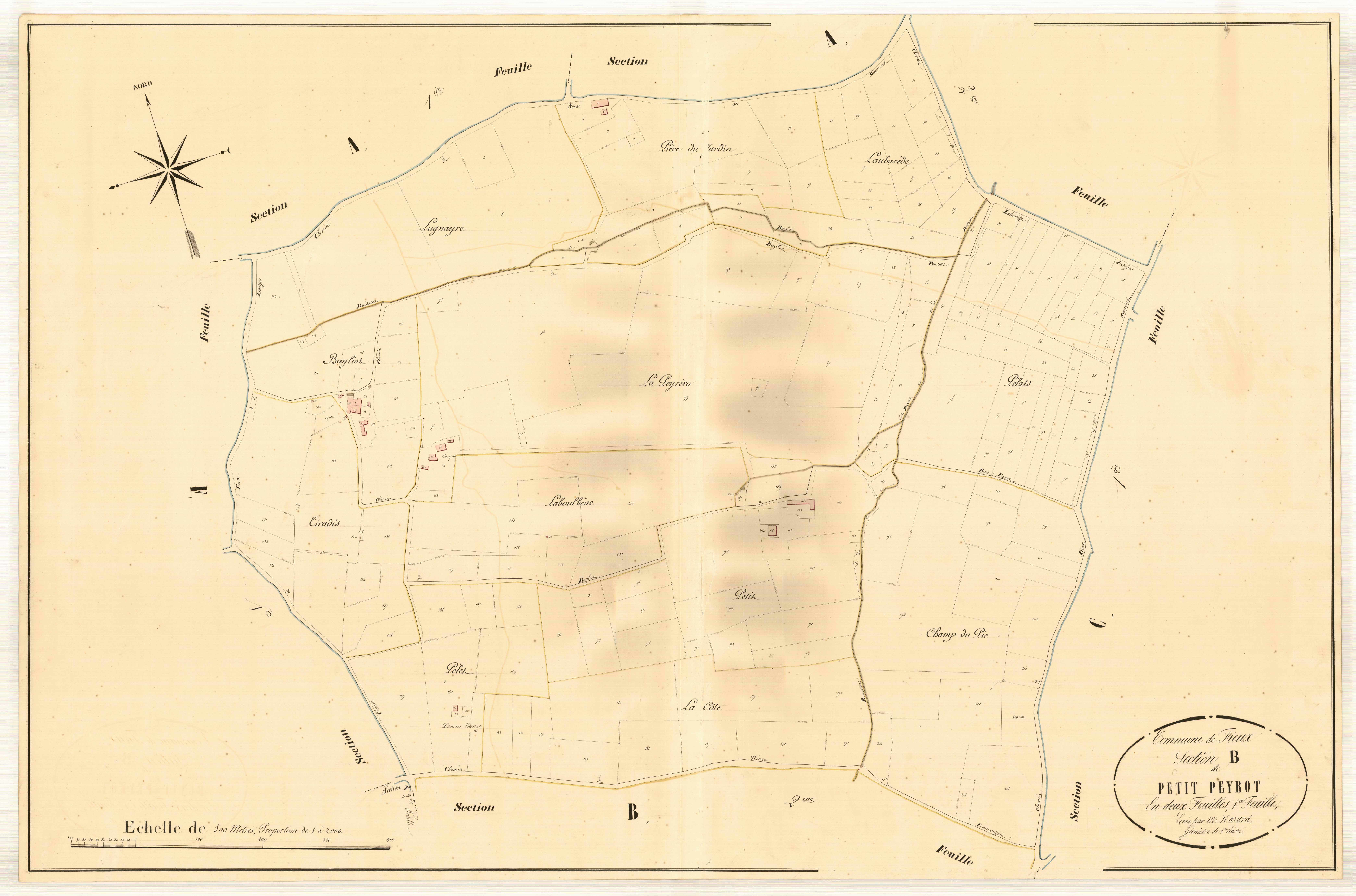 Plan napoléonien, atlas-B1 Petit-Peyrot, Fieux