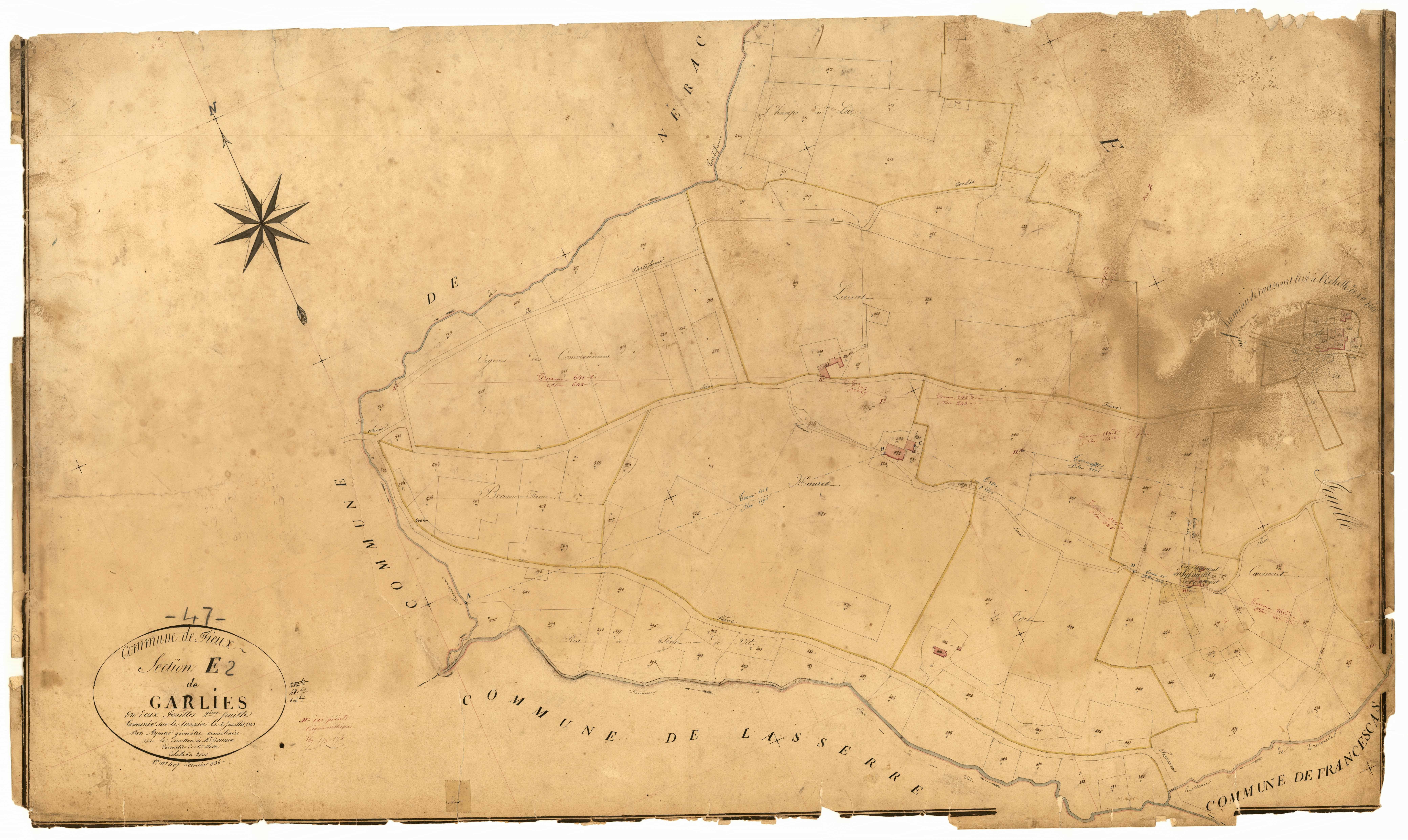 Plan napoléonien, feuille préparatoire-E2 Garlies, Fieux