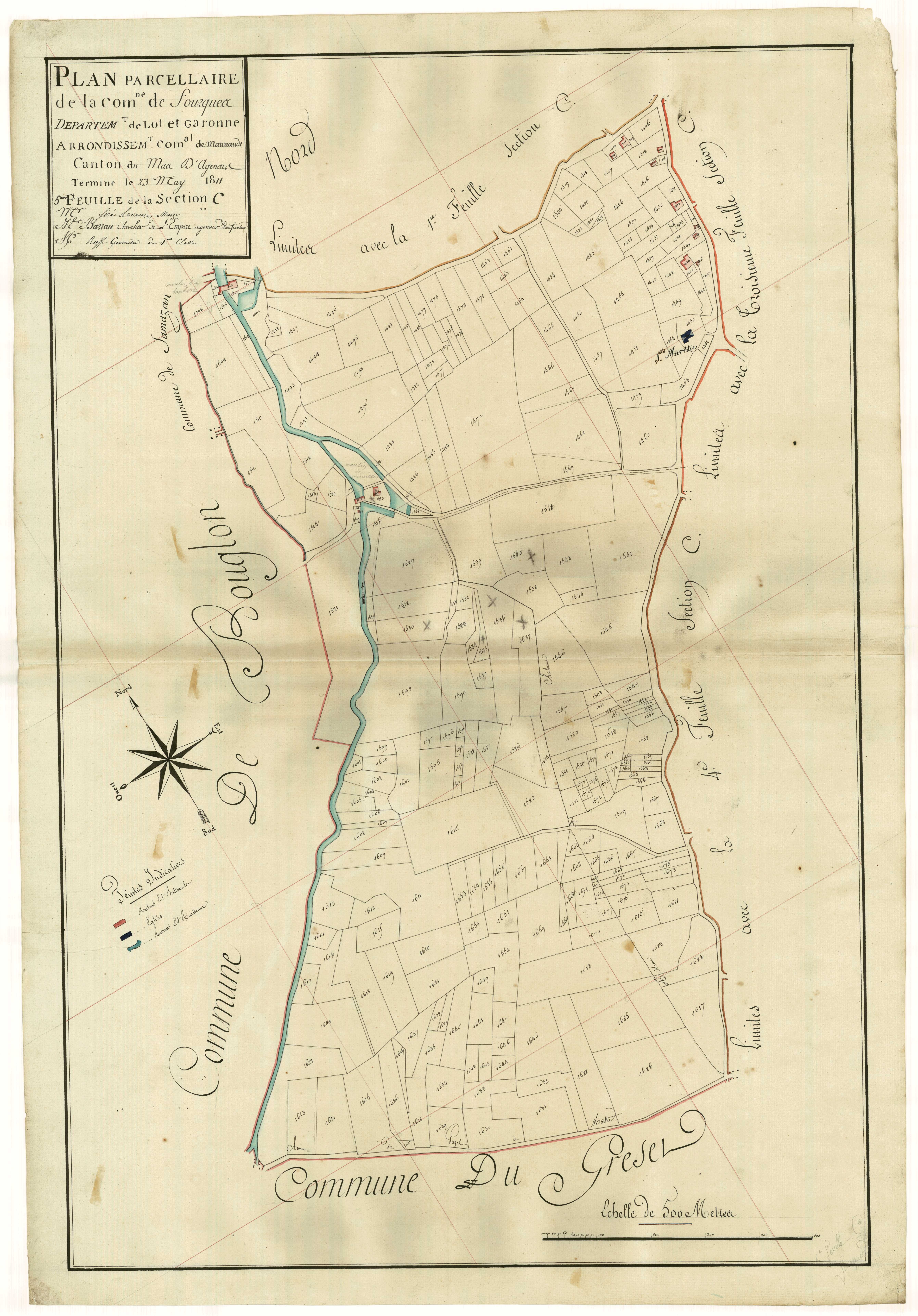 Plan primitif, atlas-C5 Saint-Sauveur et Sainte-Marthe (sic), Fourques-sur-Garonne
