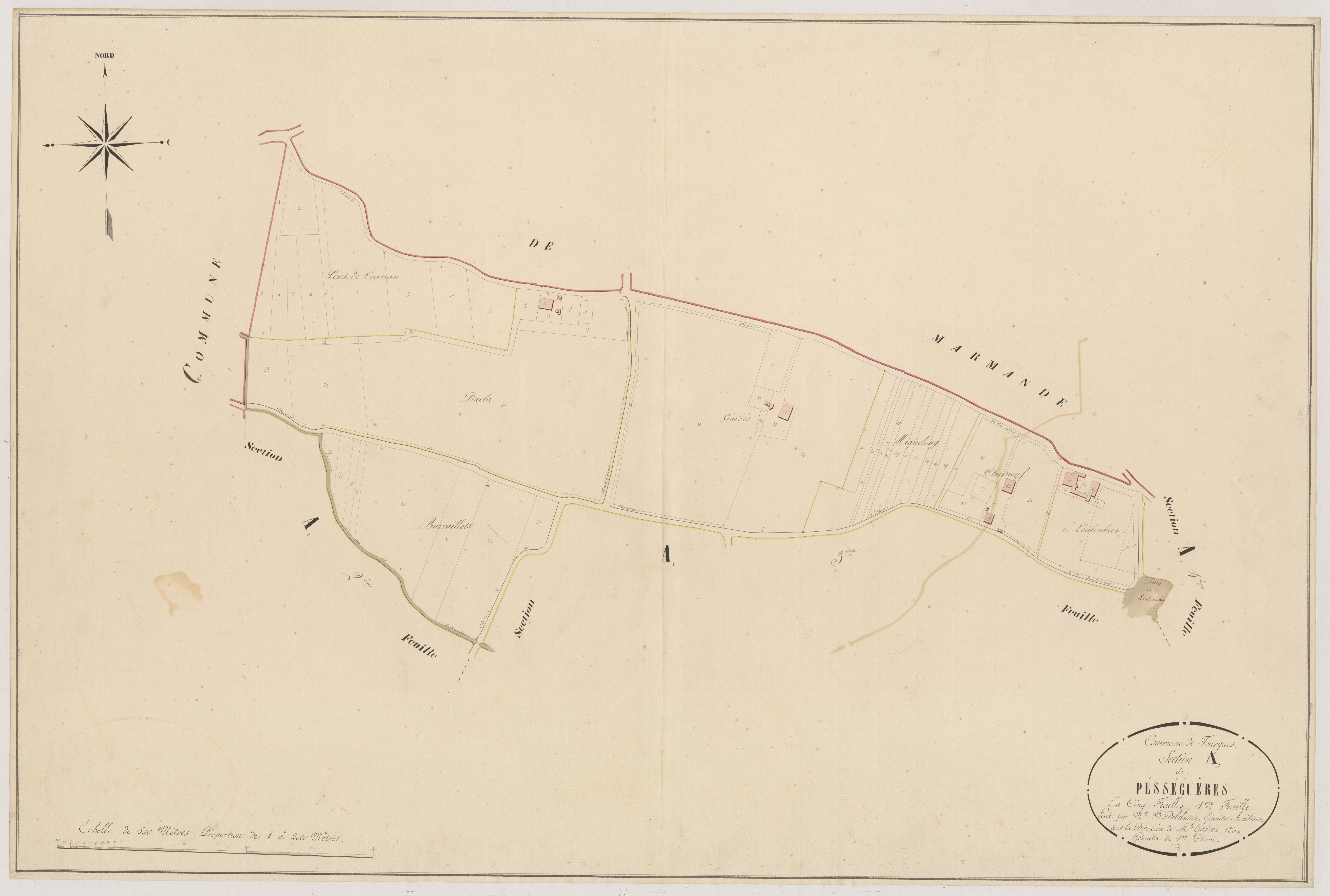 Plan napoléonien, atlas-A1 Pésséguères, Fourques-sur-Garonne