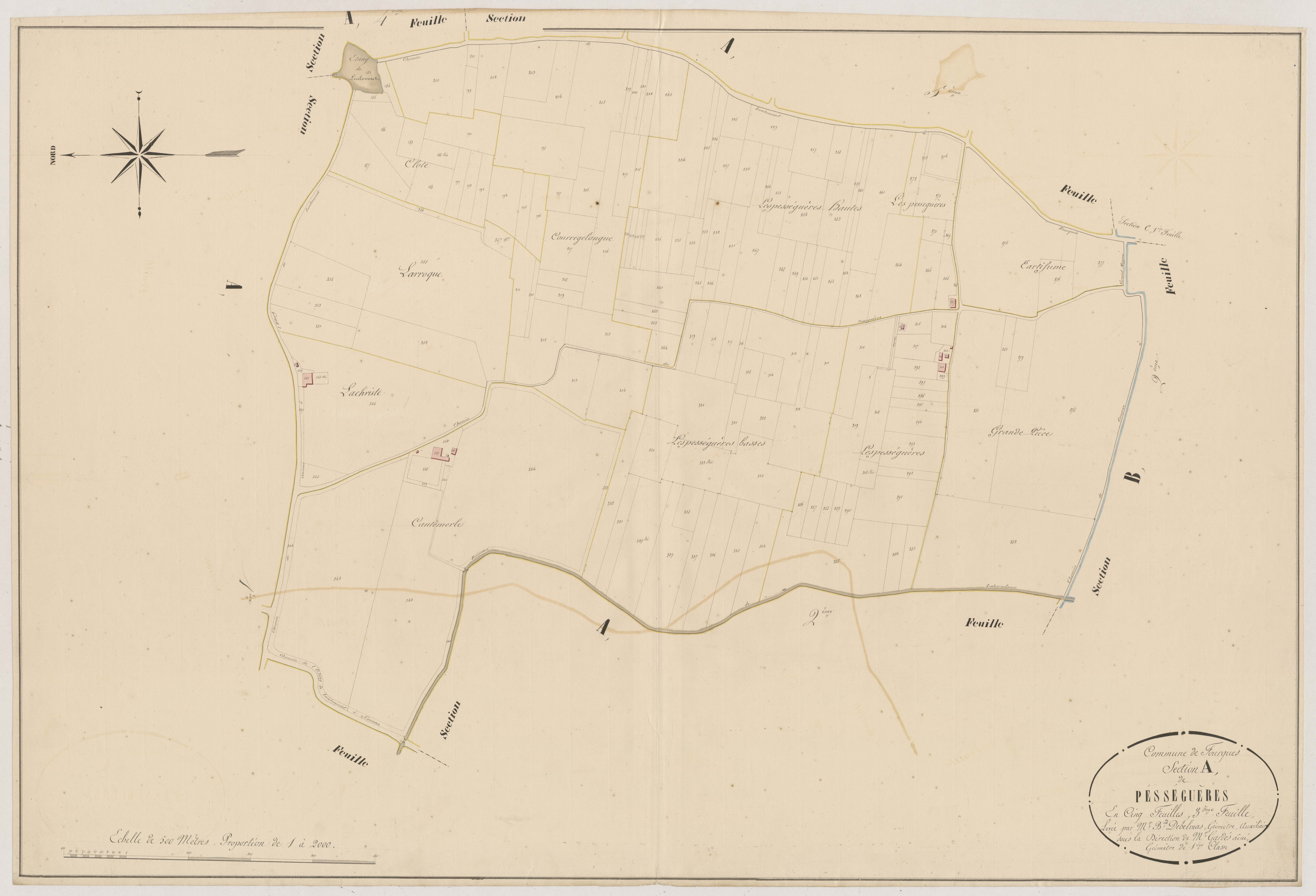 Plan napoléonien, atlas-A3 Pésséguères, Fourques-sur-Garonne