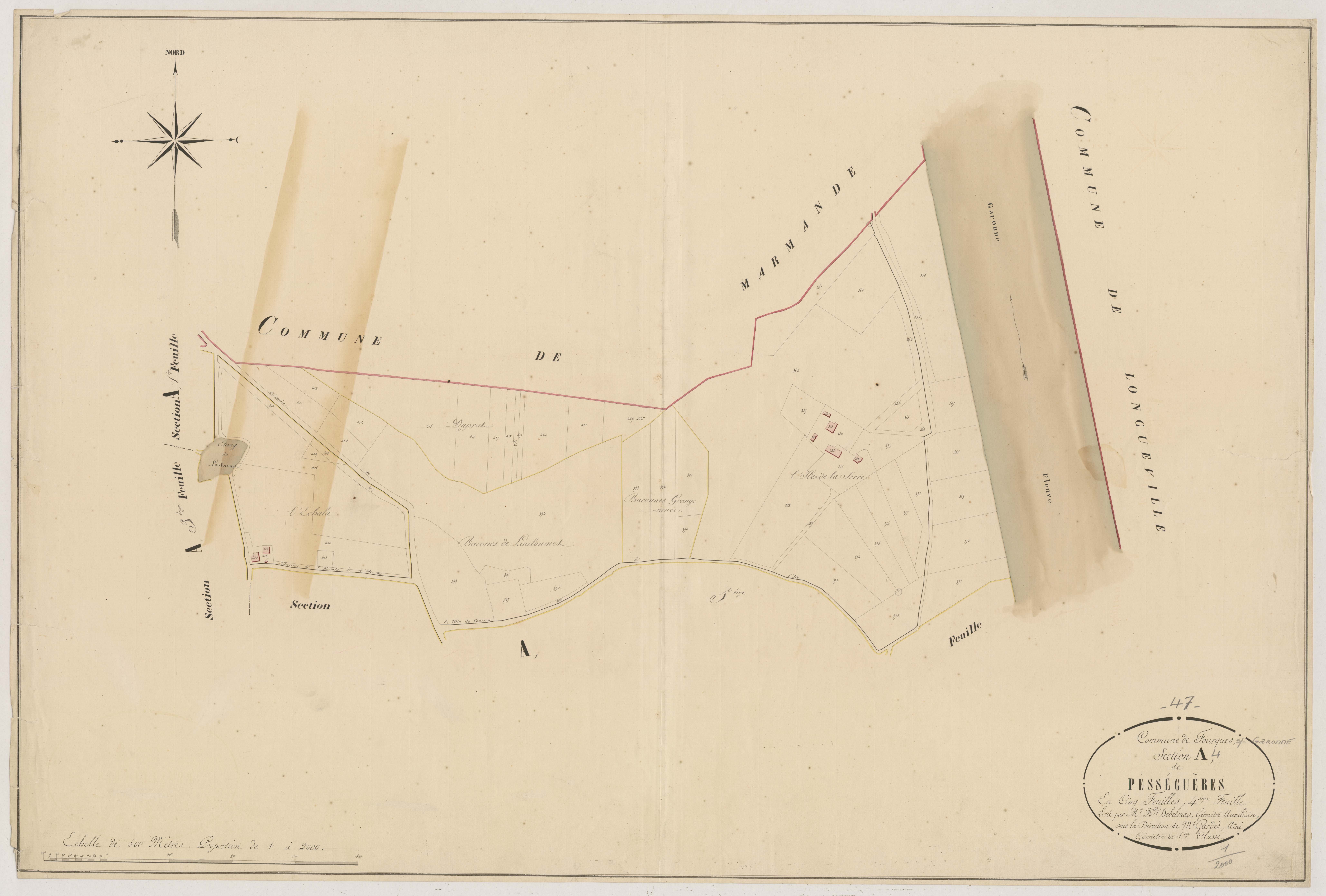 Plan napoléonien, atlas-A4 Pésséguères, Fourques-sur-Garonne