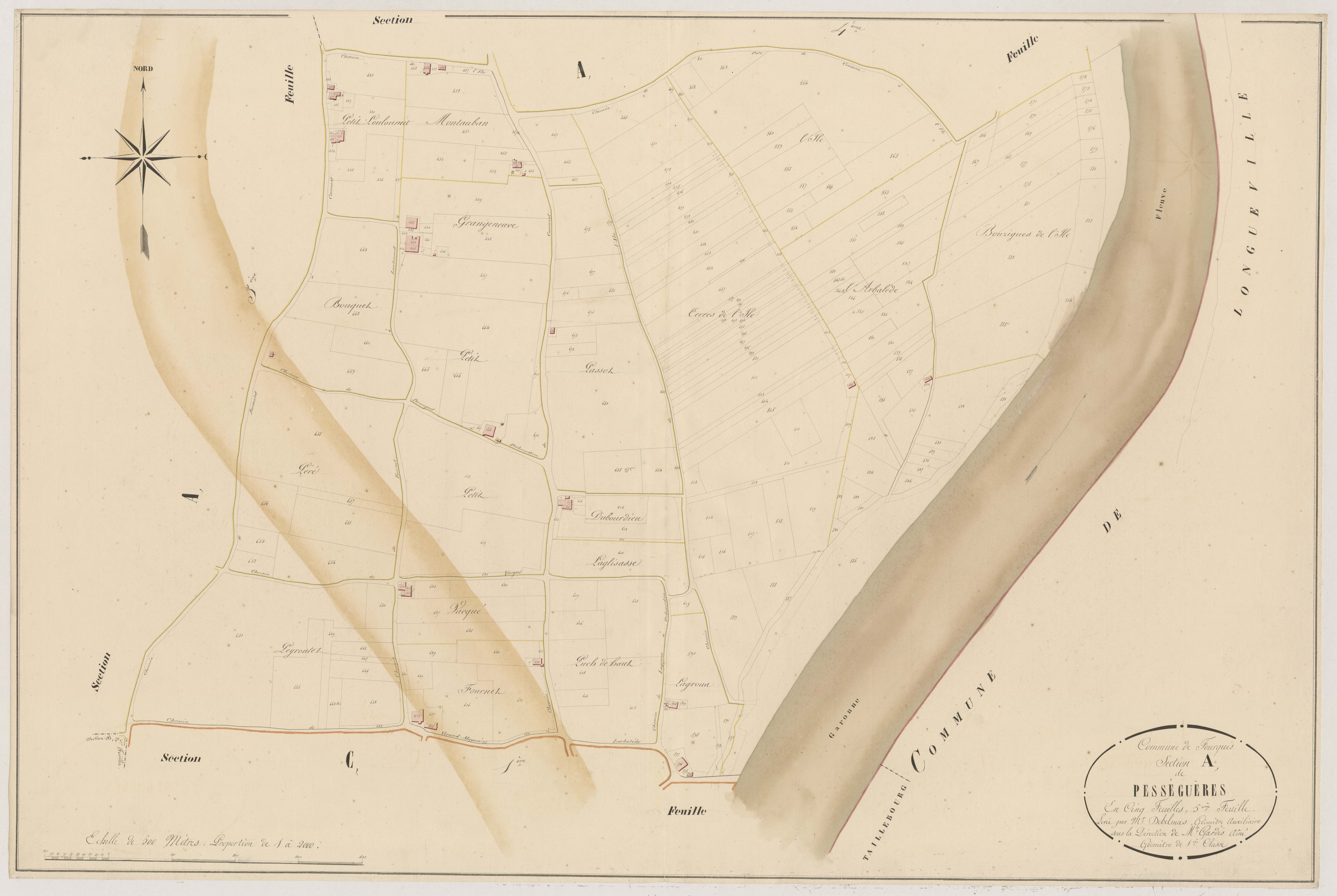 Plan napoléonien, atlas-A5 Pésséguères, Fourques-sur-Garonne