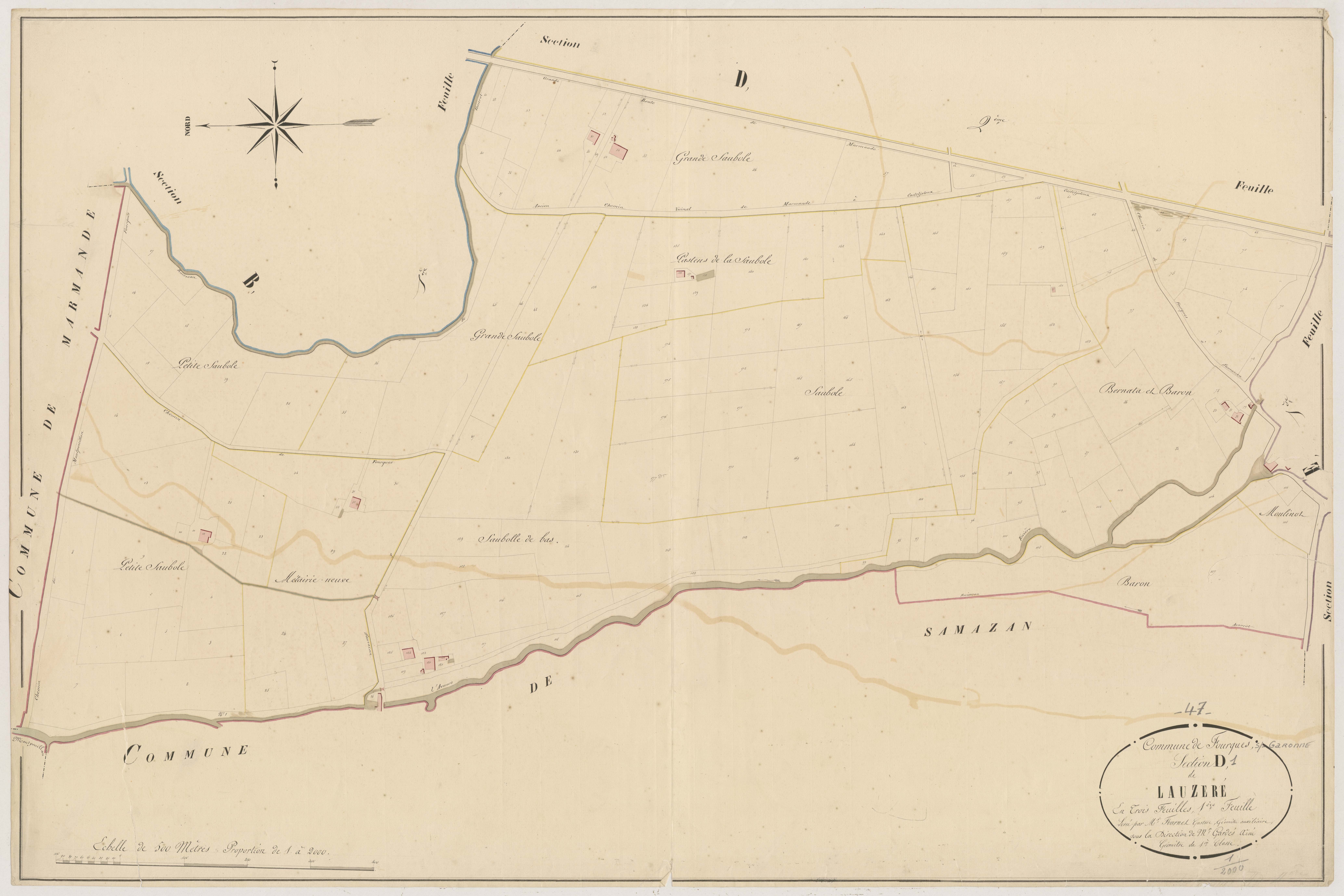 Plan napoléonien, atlas-D1 Lauzeré, Fourques-sur-Garonne