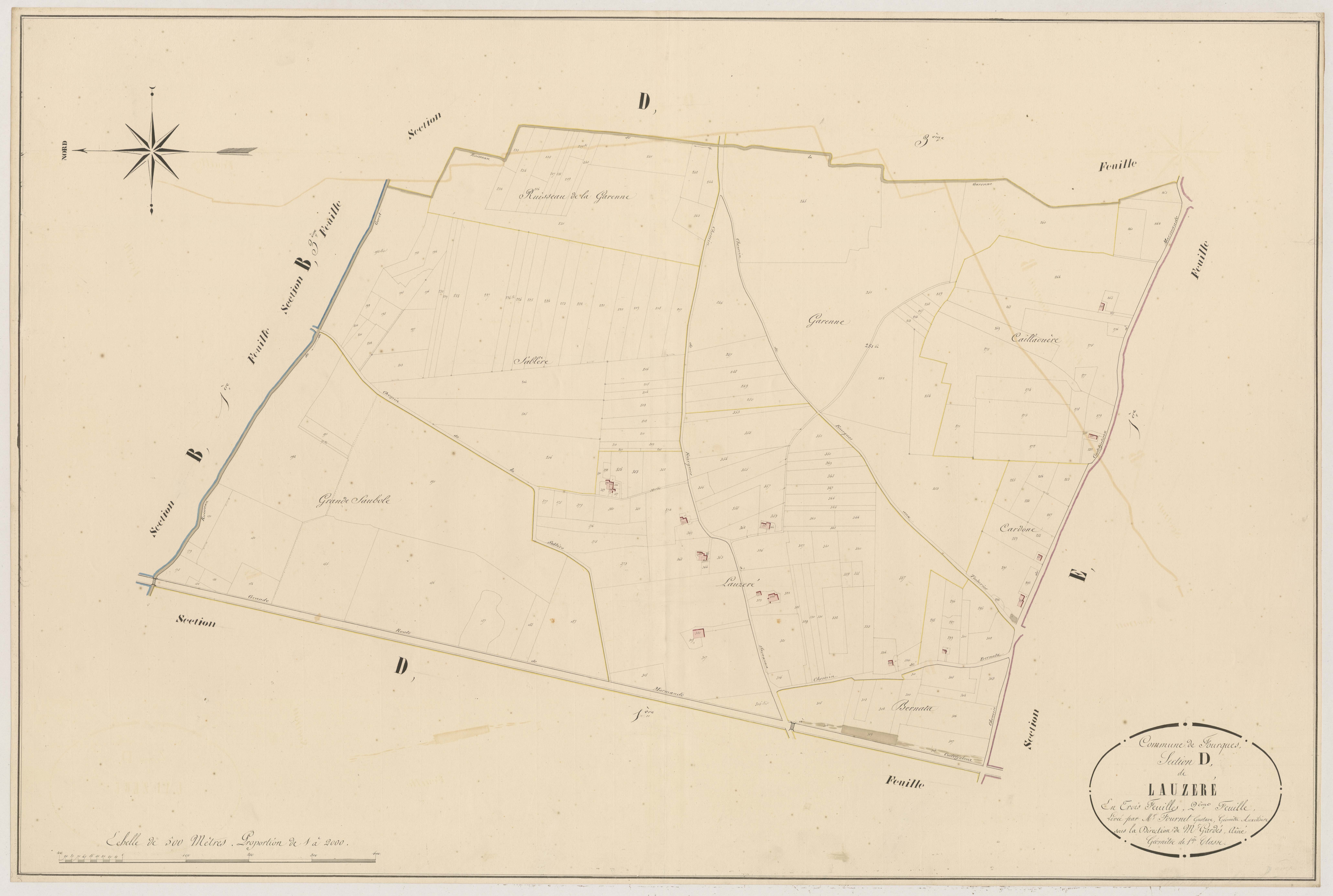 Plan napoléonien, atlas-D2 Lauzeré, Fourques-sur-Garonne