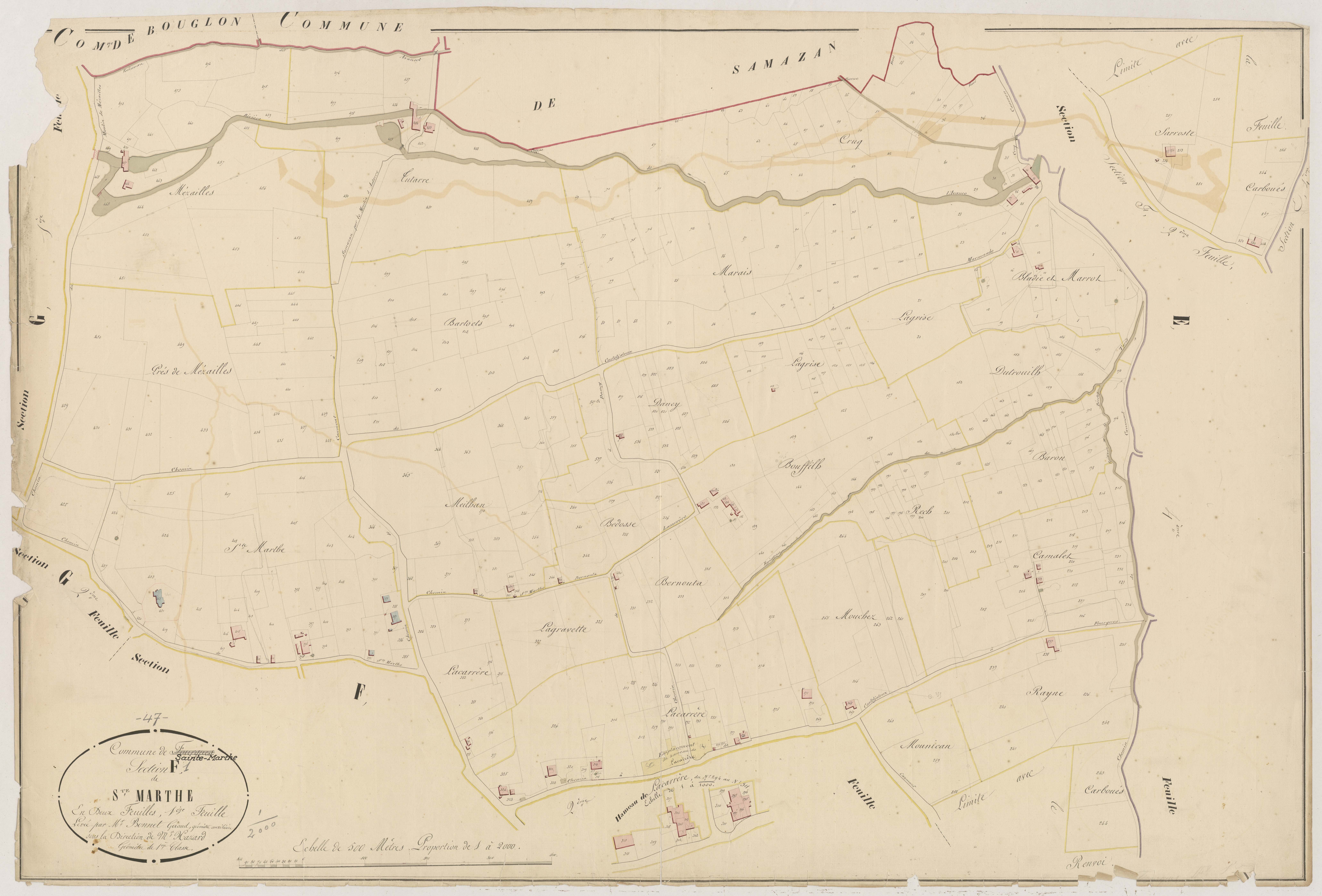 Plan napoléonien, atlas-F1 Sainte-Marthe, Fourques-sur-Garonne