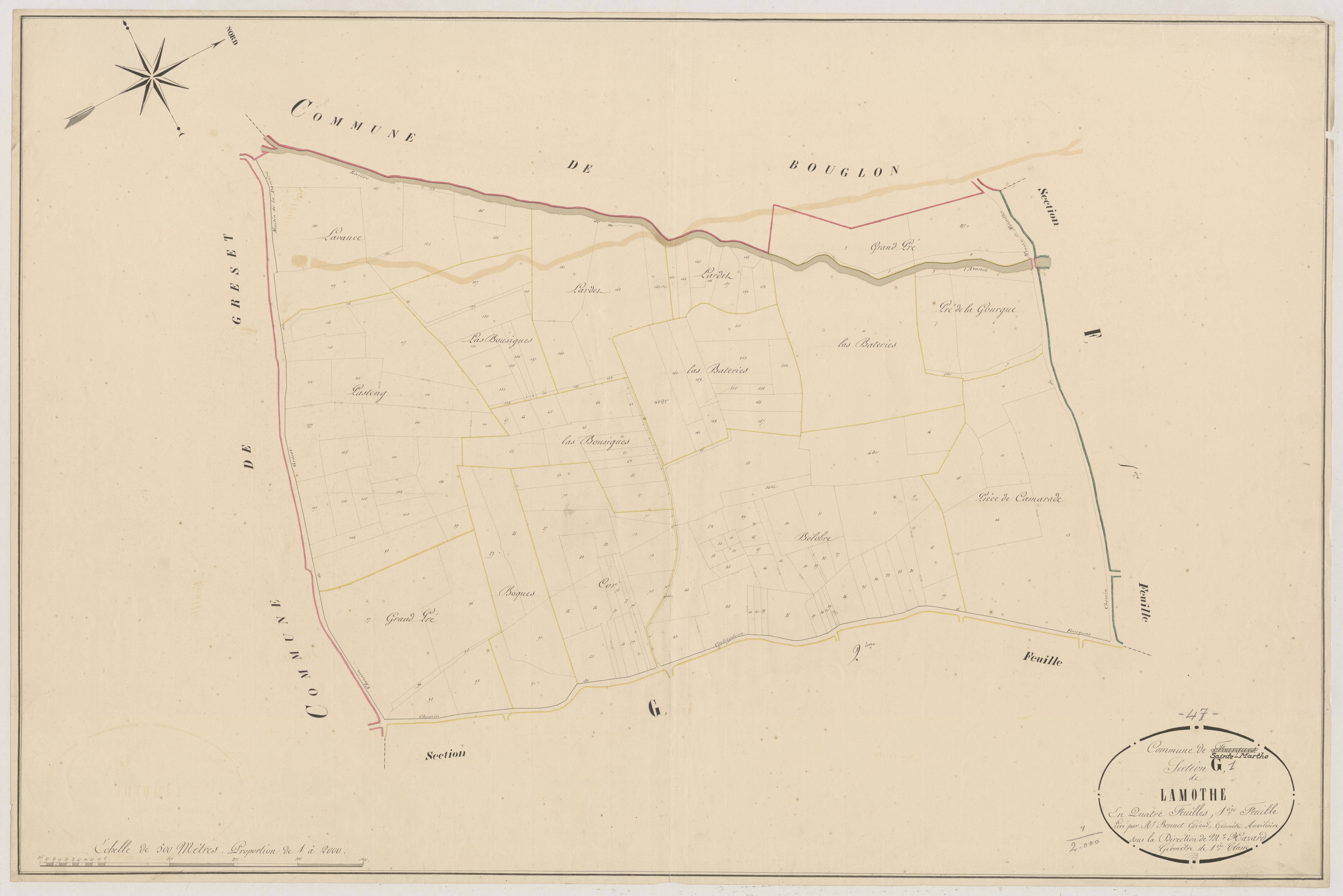 Plan napoléonien, atlas-G1 La Mothe, Fourques-sur-Garonne
