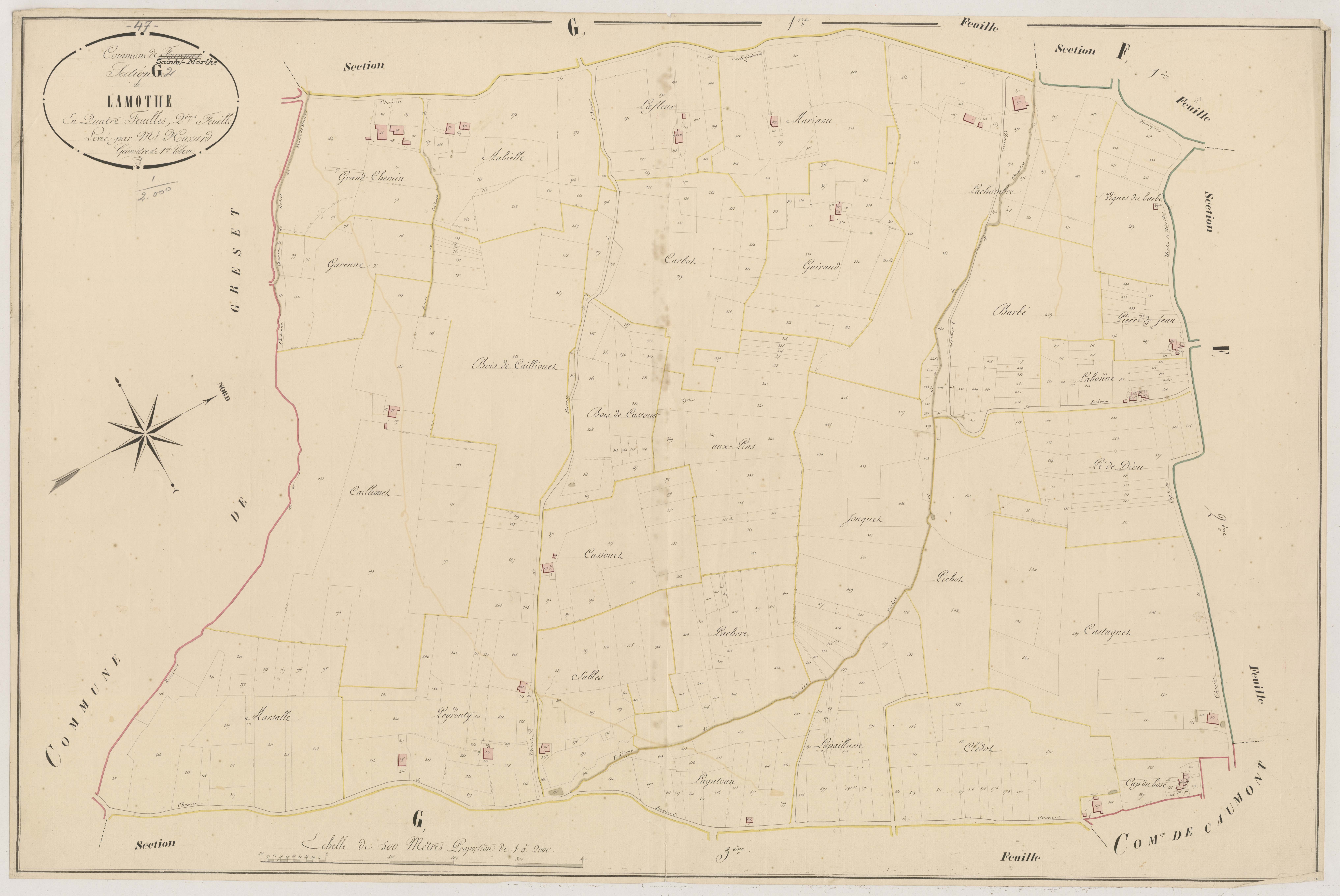 Plan napoléonien, atlas-G2 La Mothe, Fourques-sur-Garonne