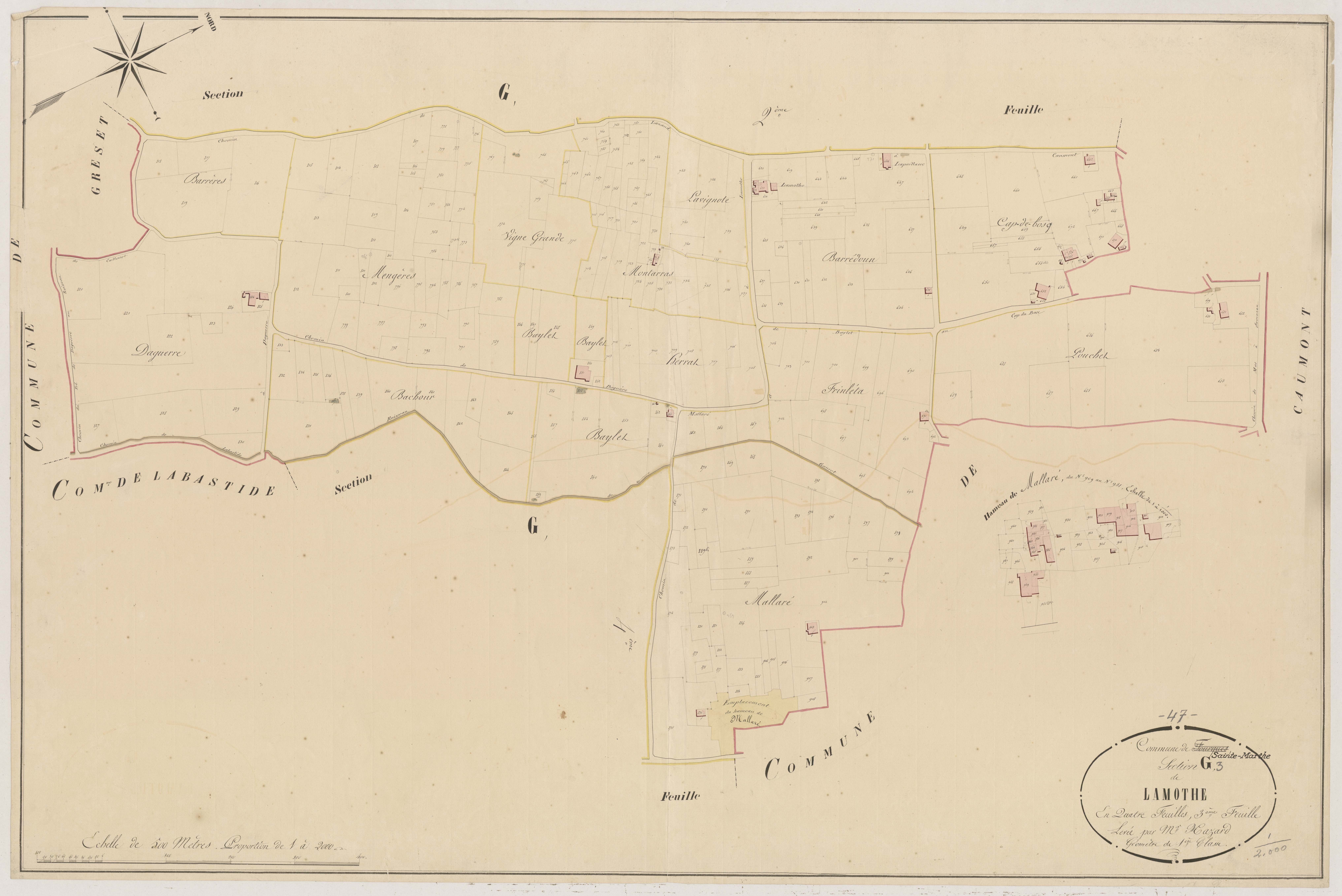 Plan napoléonien, atlas-G3 La Mothe, Fourques-sur-Garonne