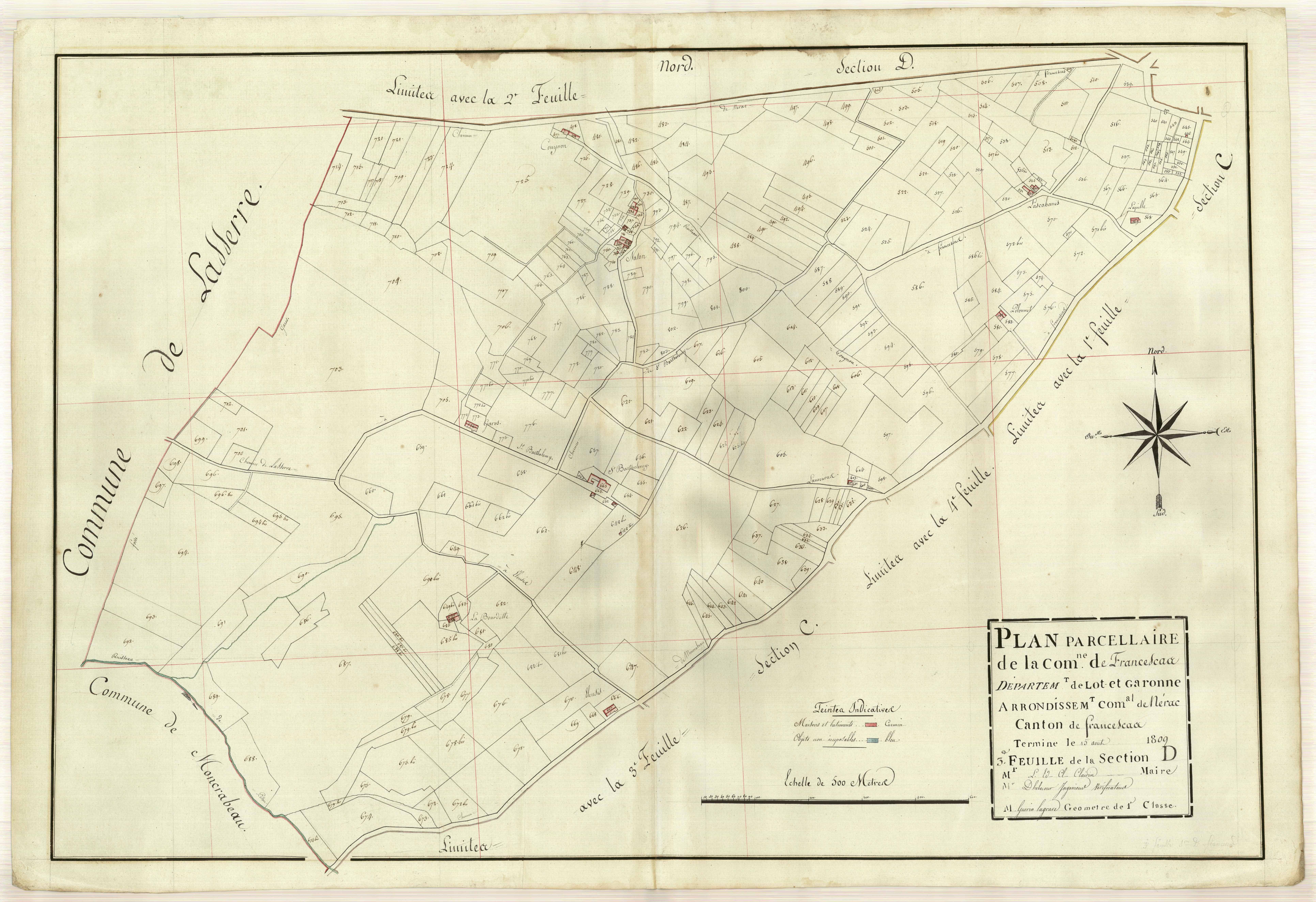 Plan primitif, atlas-D3 Saint-Ourens, Lafalitre, Francescas