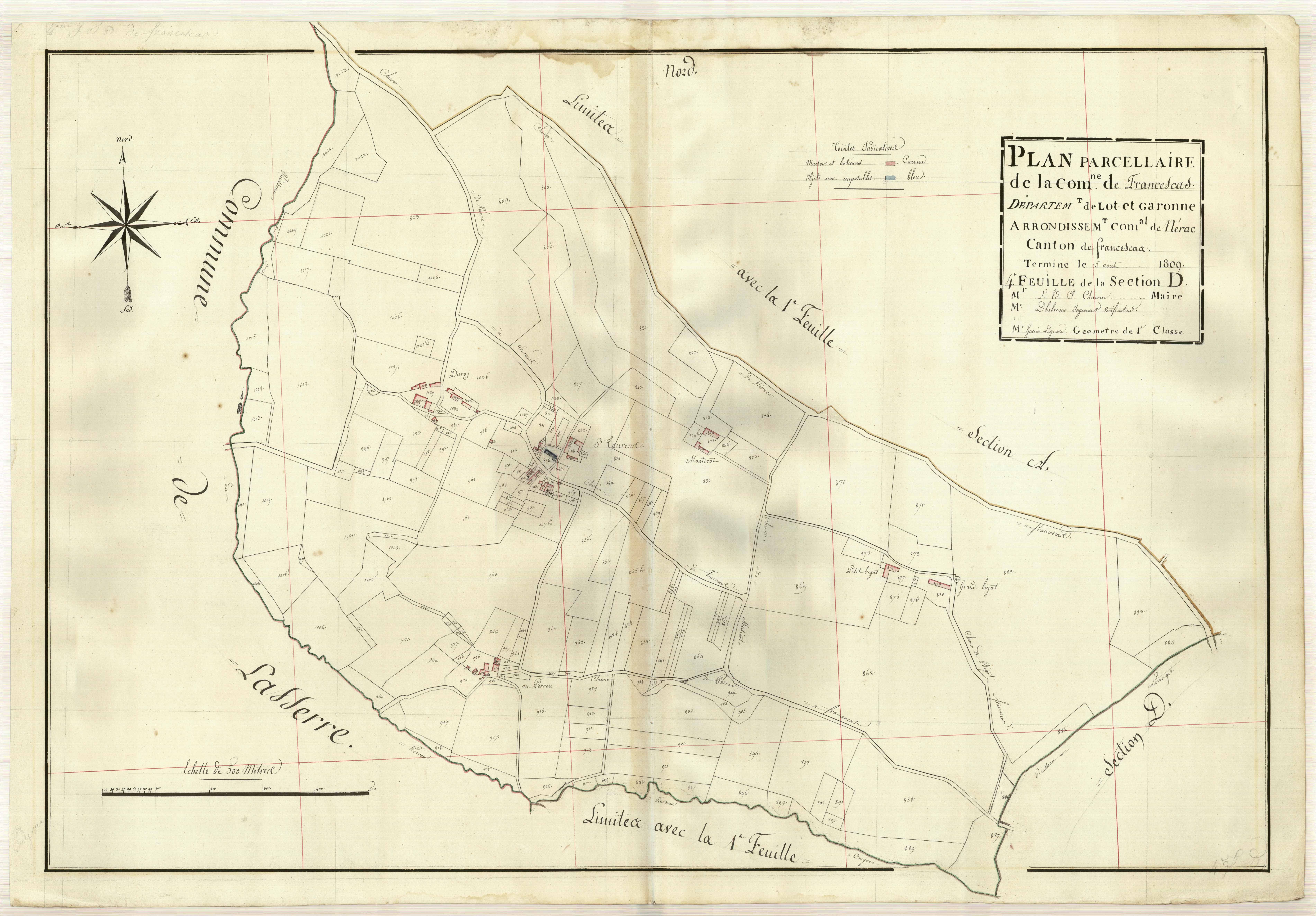 Plan primitif, atlas-D4 Saint-Ourens, Lafalitre, Francescas