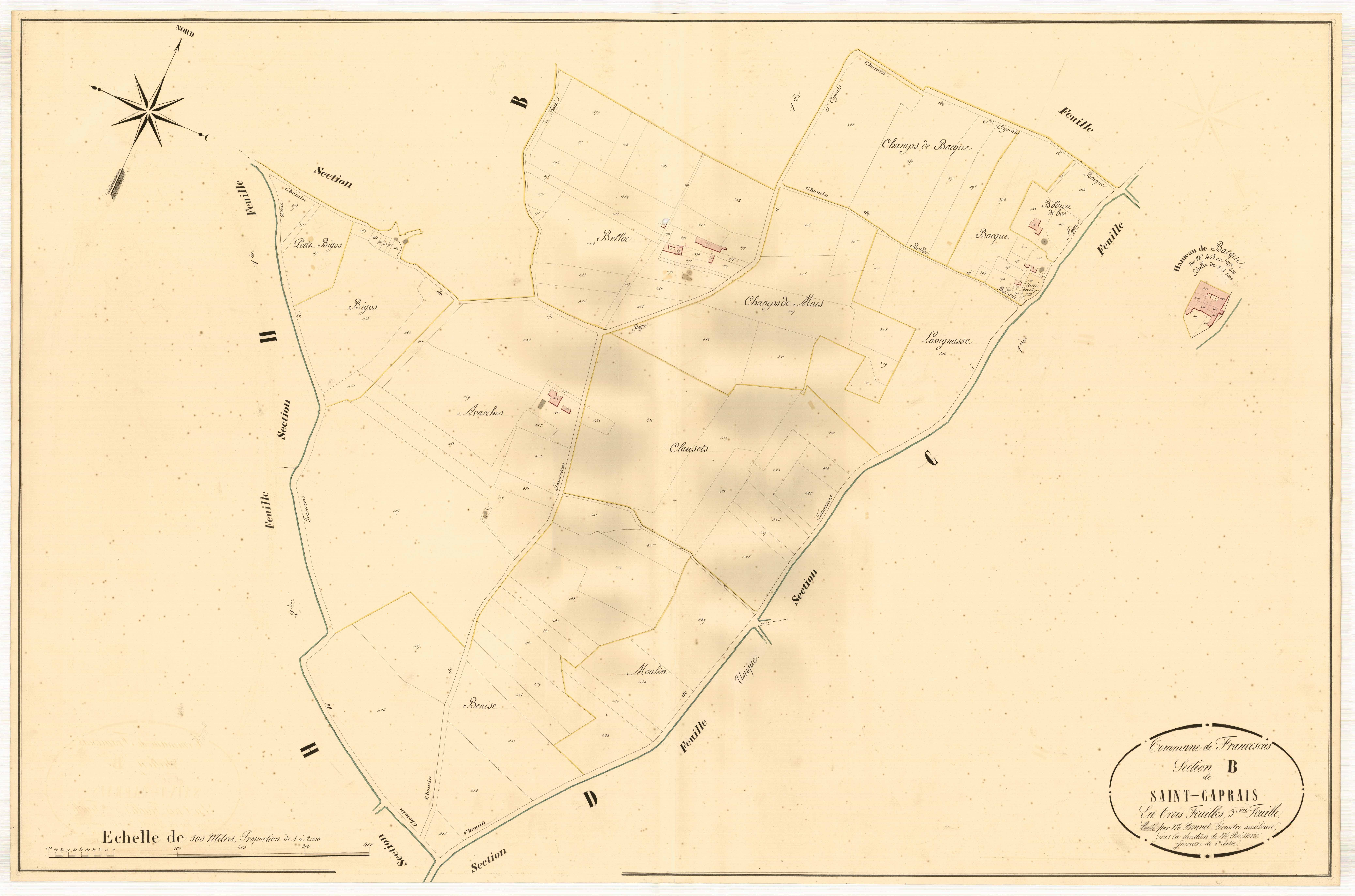 Plan napoléonien, atlas-B3 Saint-Caprais, Francescas