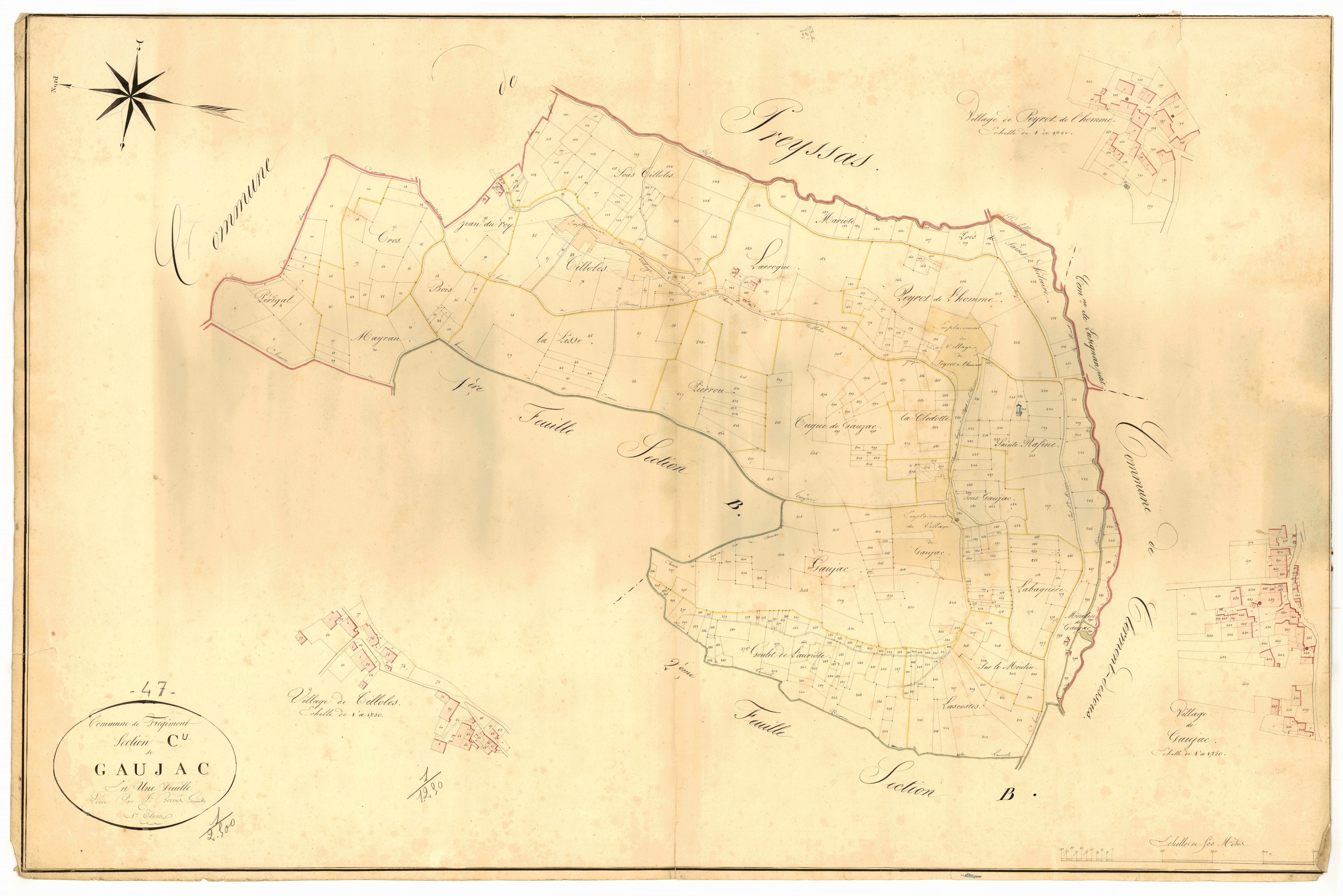 Plan napoléonien, atlas-C Gaujac, Frégimont