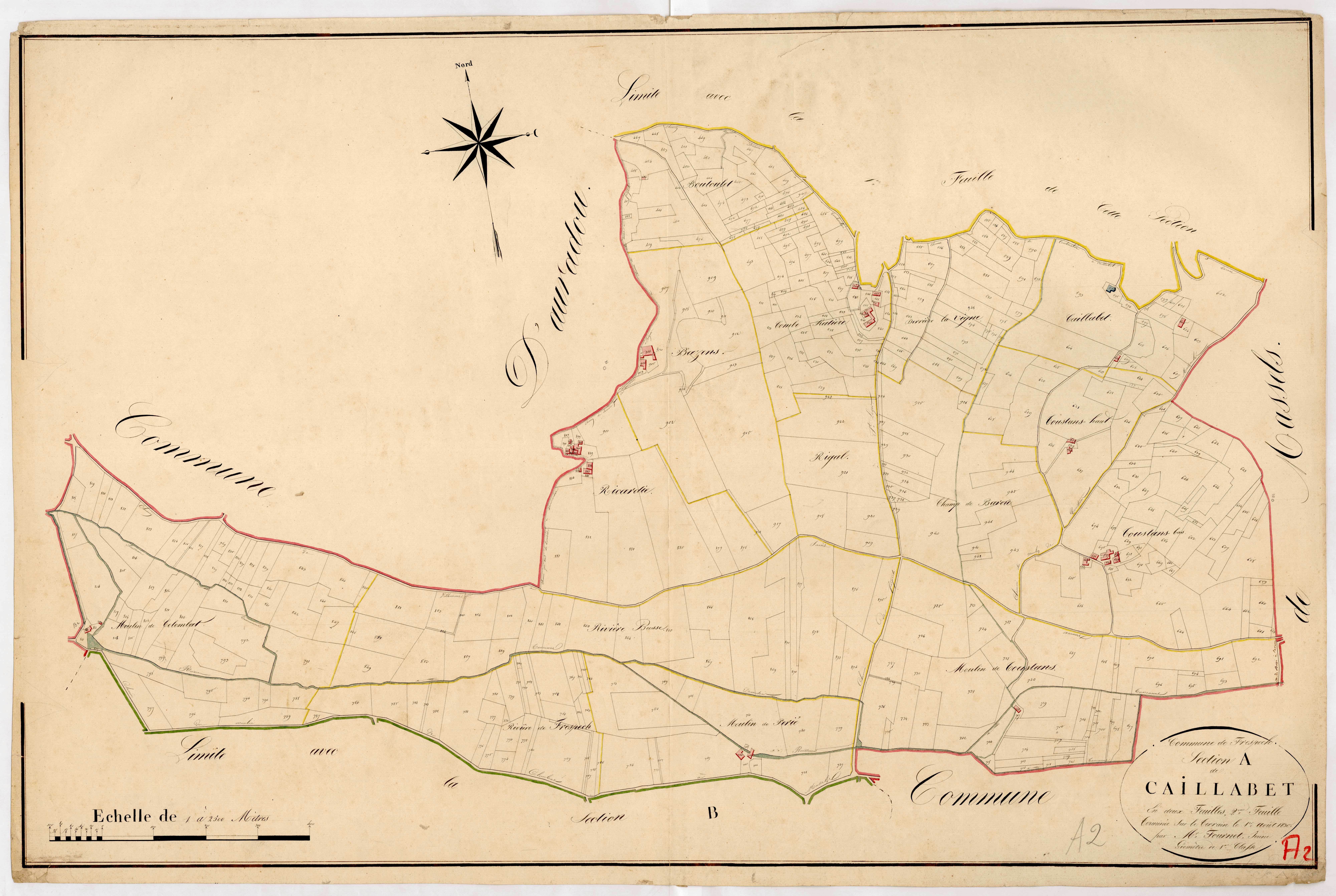 Plan napoléonien, atlas-A2 Caillabet, Frespech