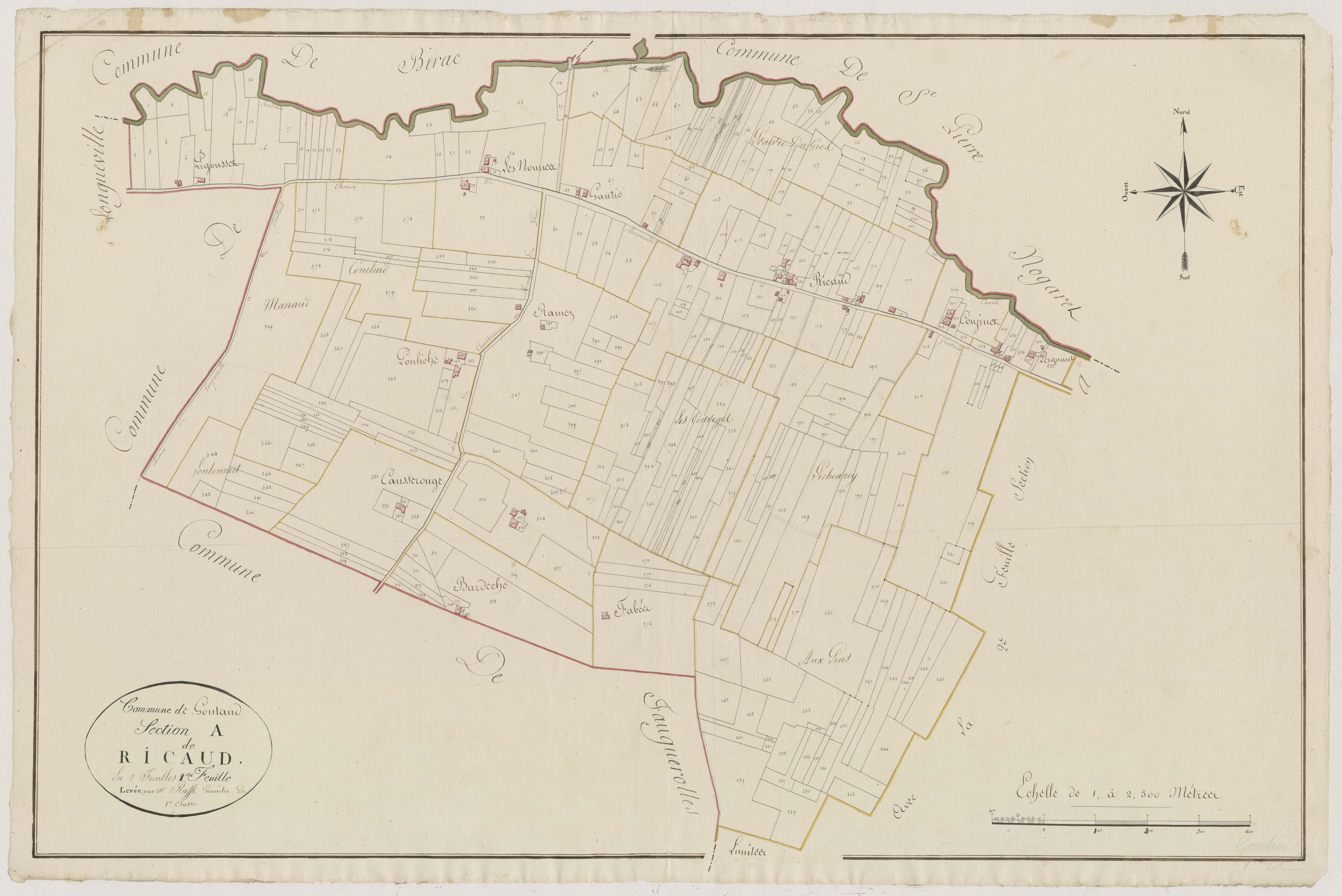 Plan primitif, atlas-A1 Ricaud, Gontaud-de-Nogaret