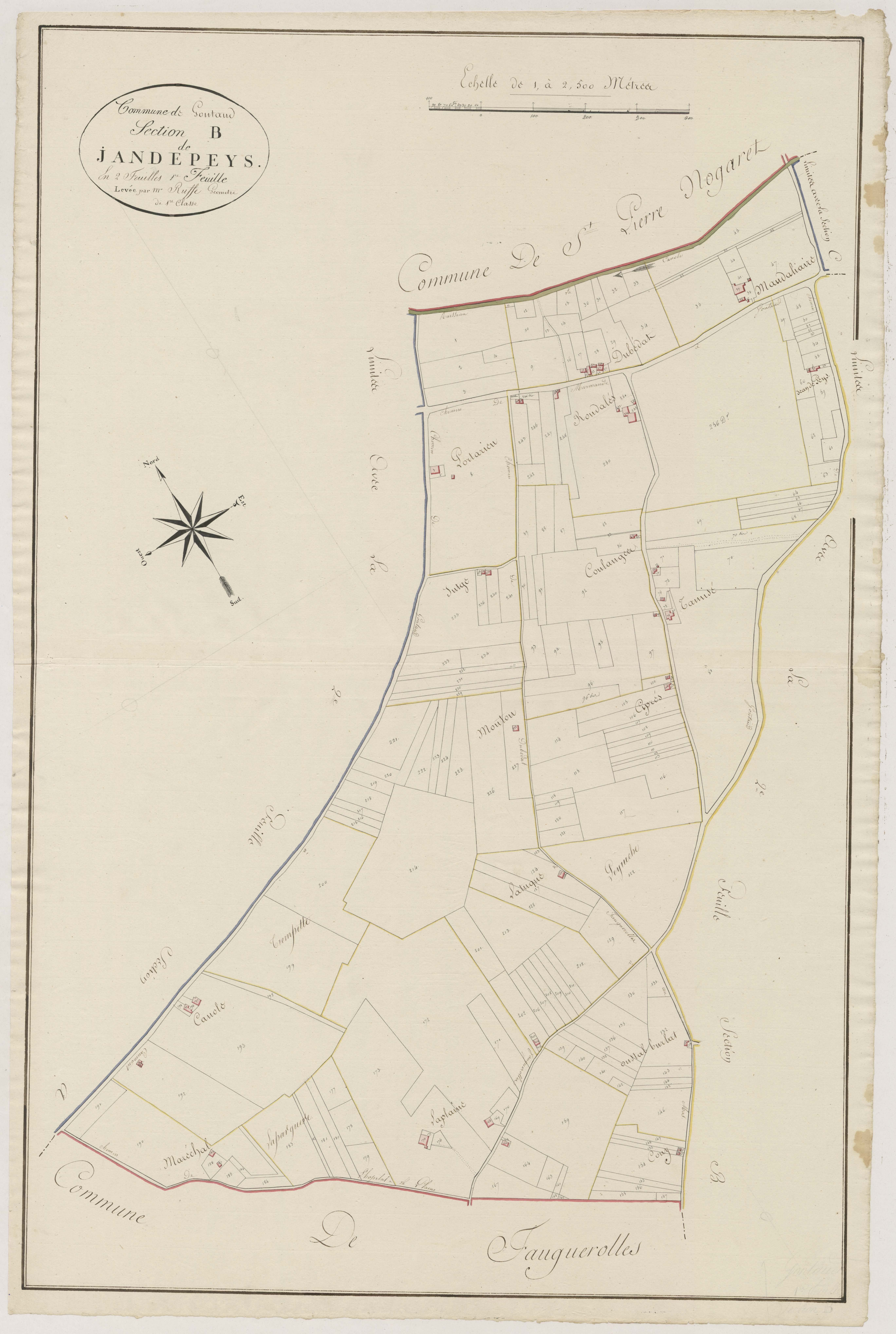 Plan primitif, atlas-B1 Jandepeys, Gontaud-de-Nogaret