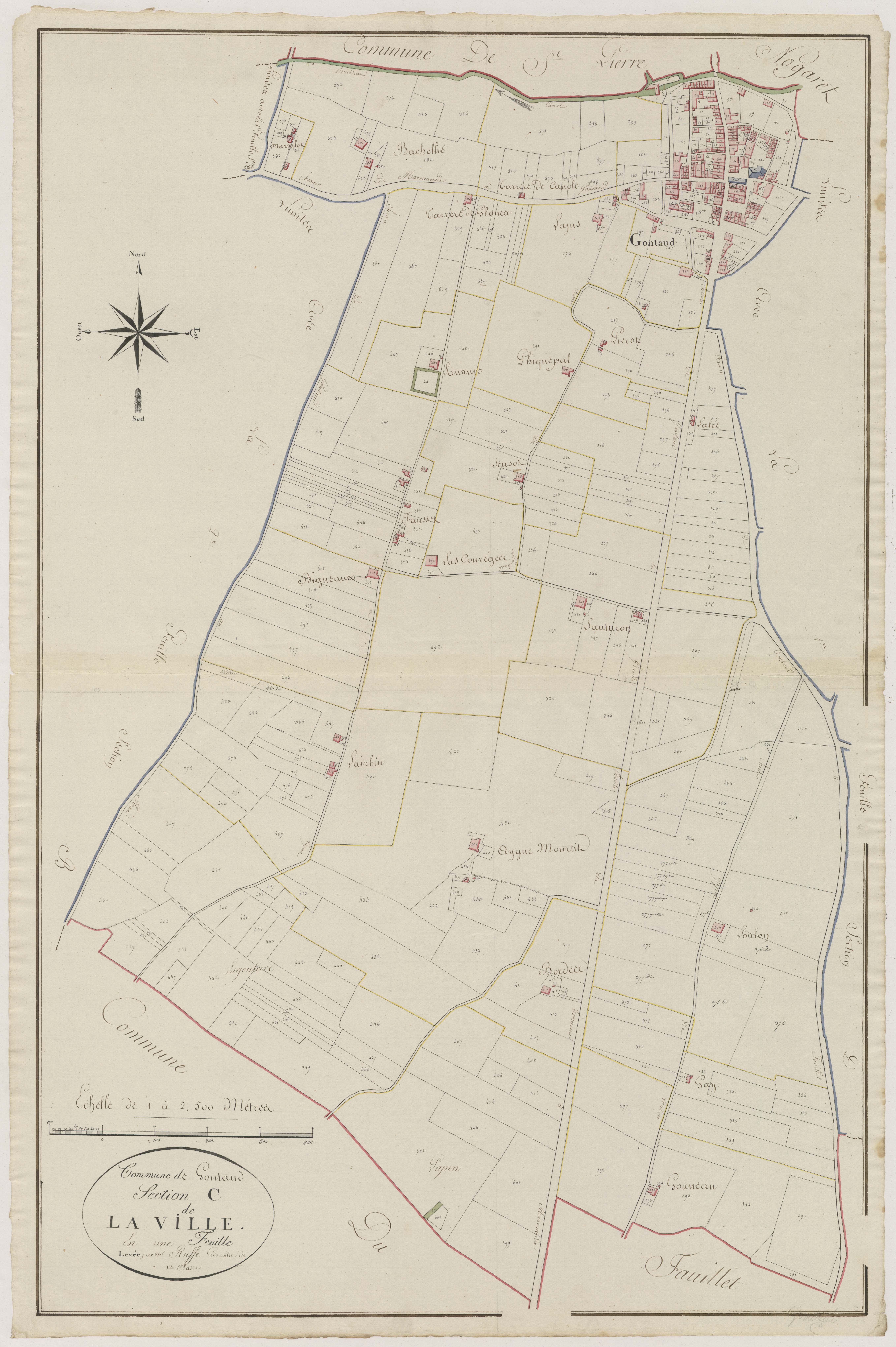Plan primitif, atlas-C La Ville, Gontaud-de-Nogaret