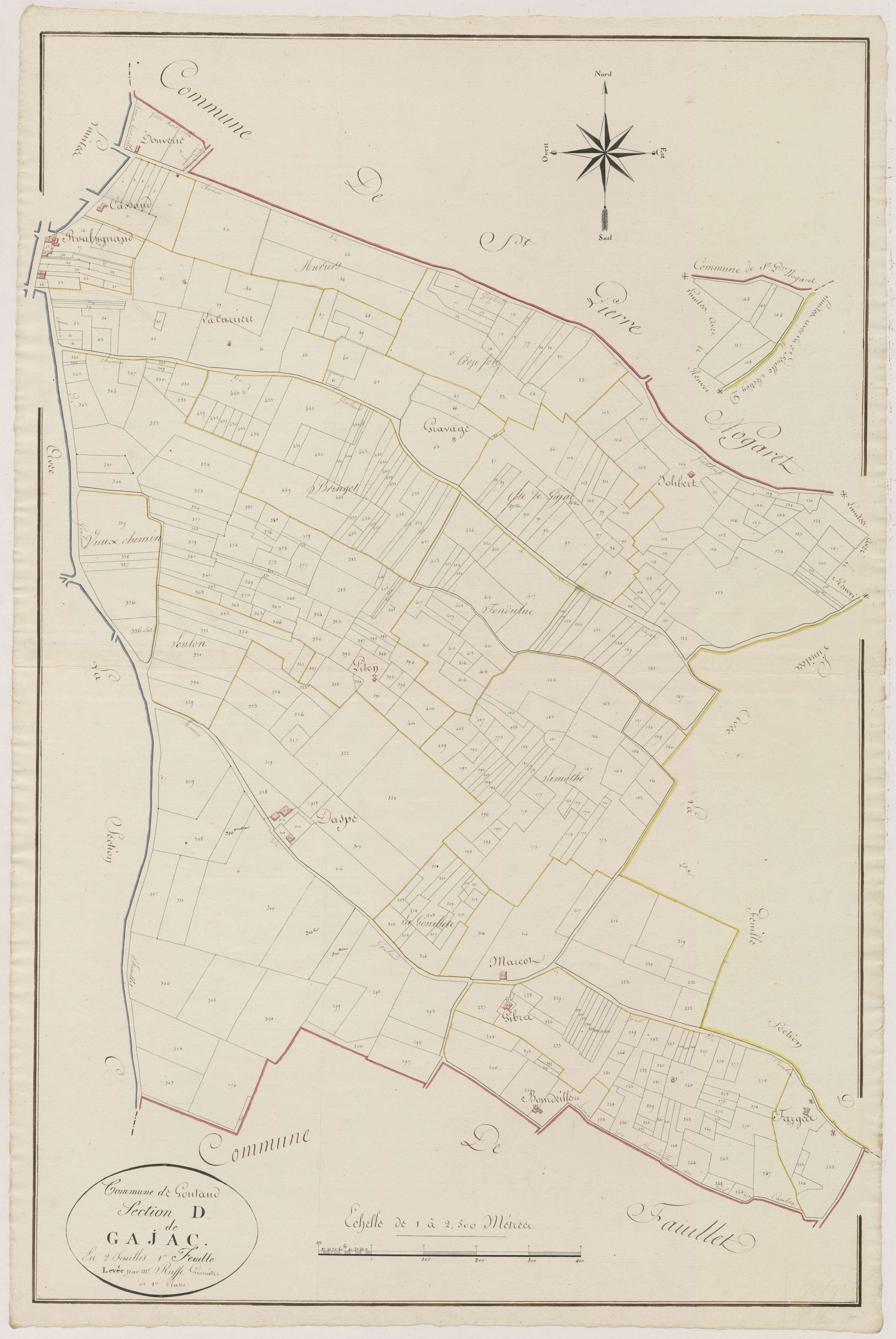 Plan primitif, atlas-D1 Gajac, Gontaud-de-Nogaret