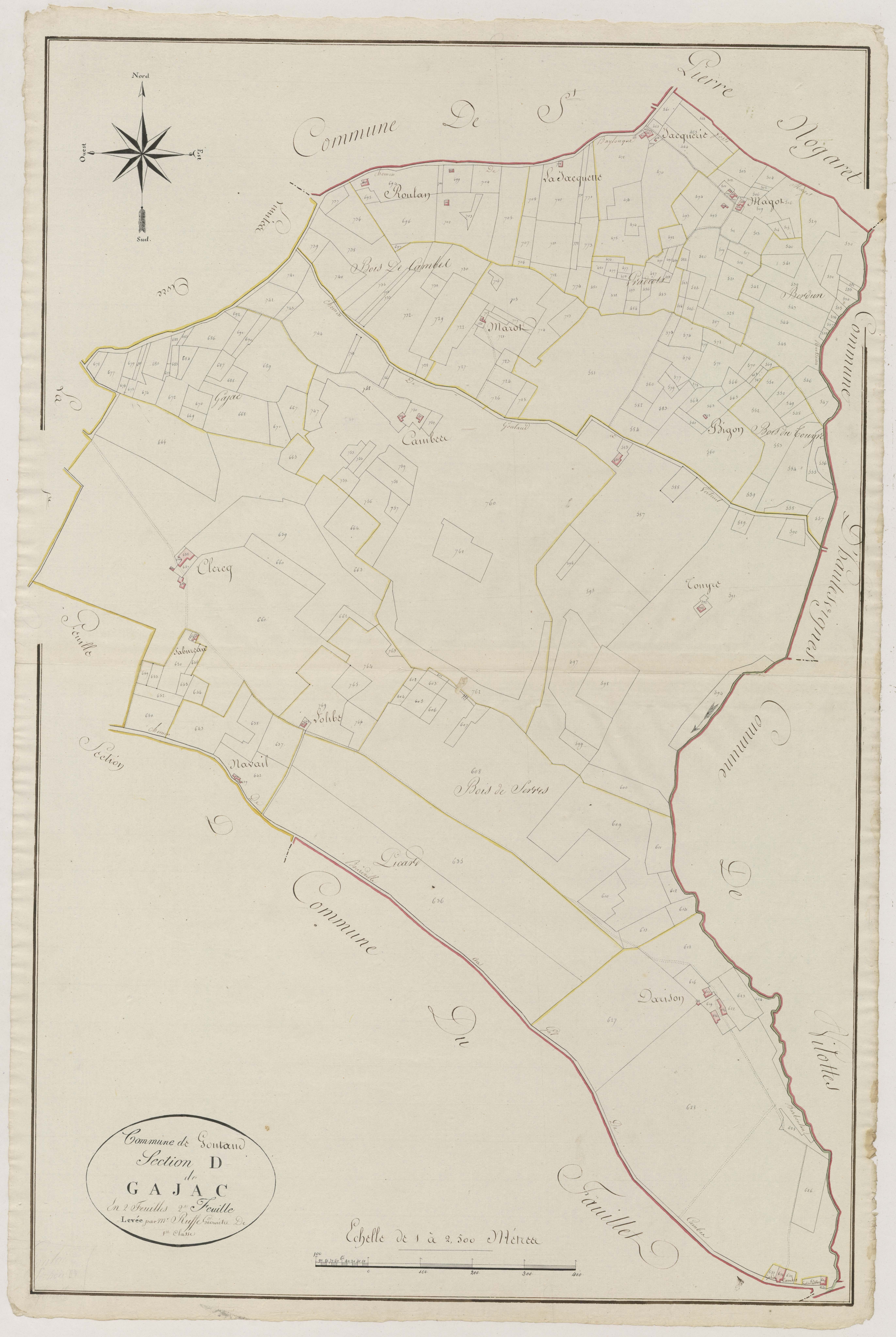 Plan primitif, atlas-D2 Gajac, Gontaud-de-Nogaret