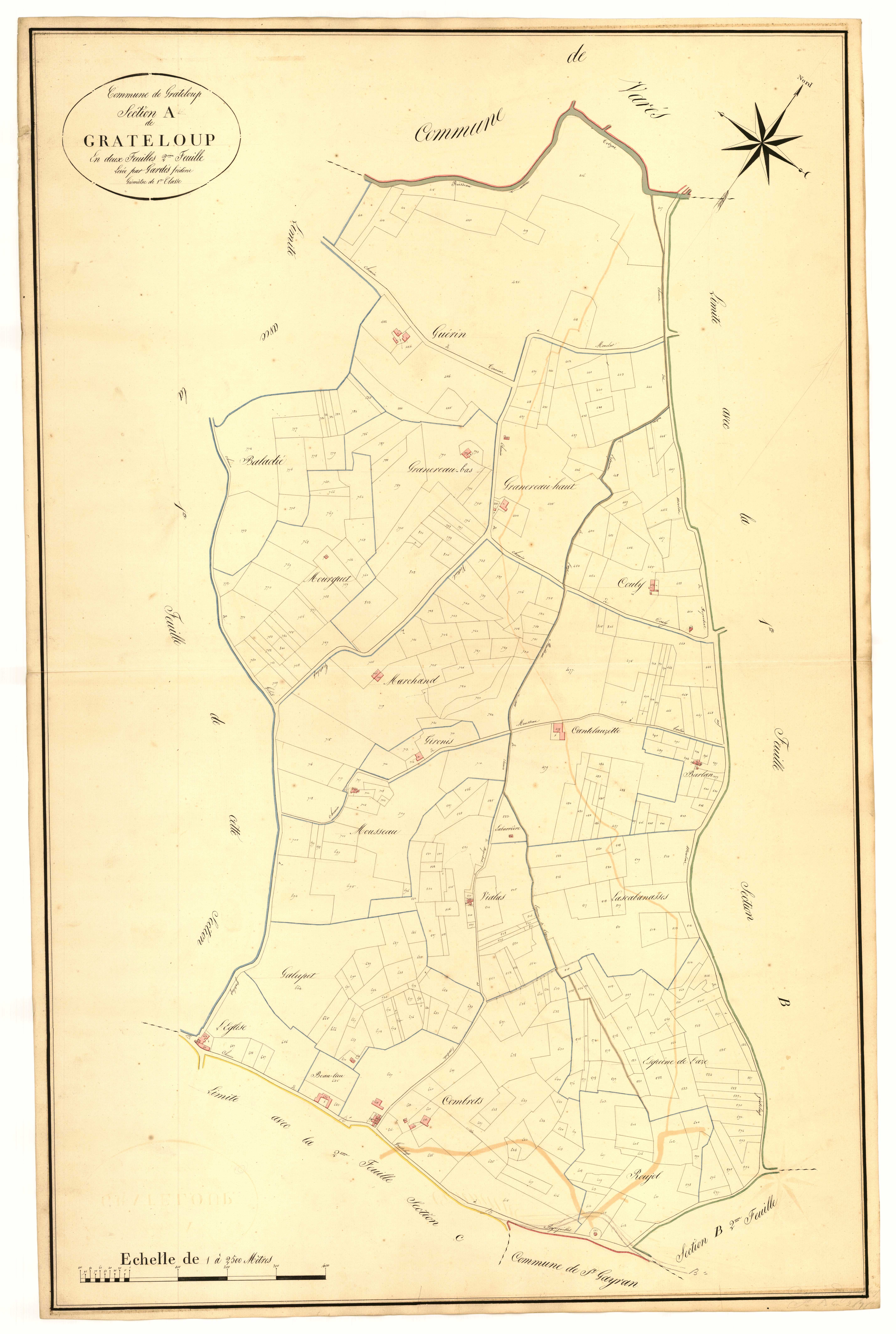 Plan napoléonien, atlas-A2 Grateloup, Grateloup-Saint-Gayrand