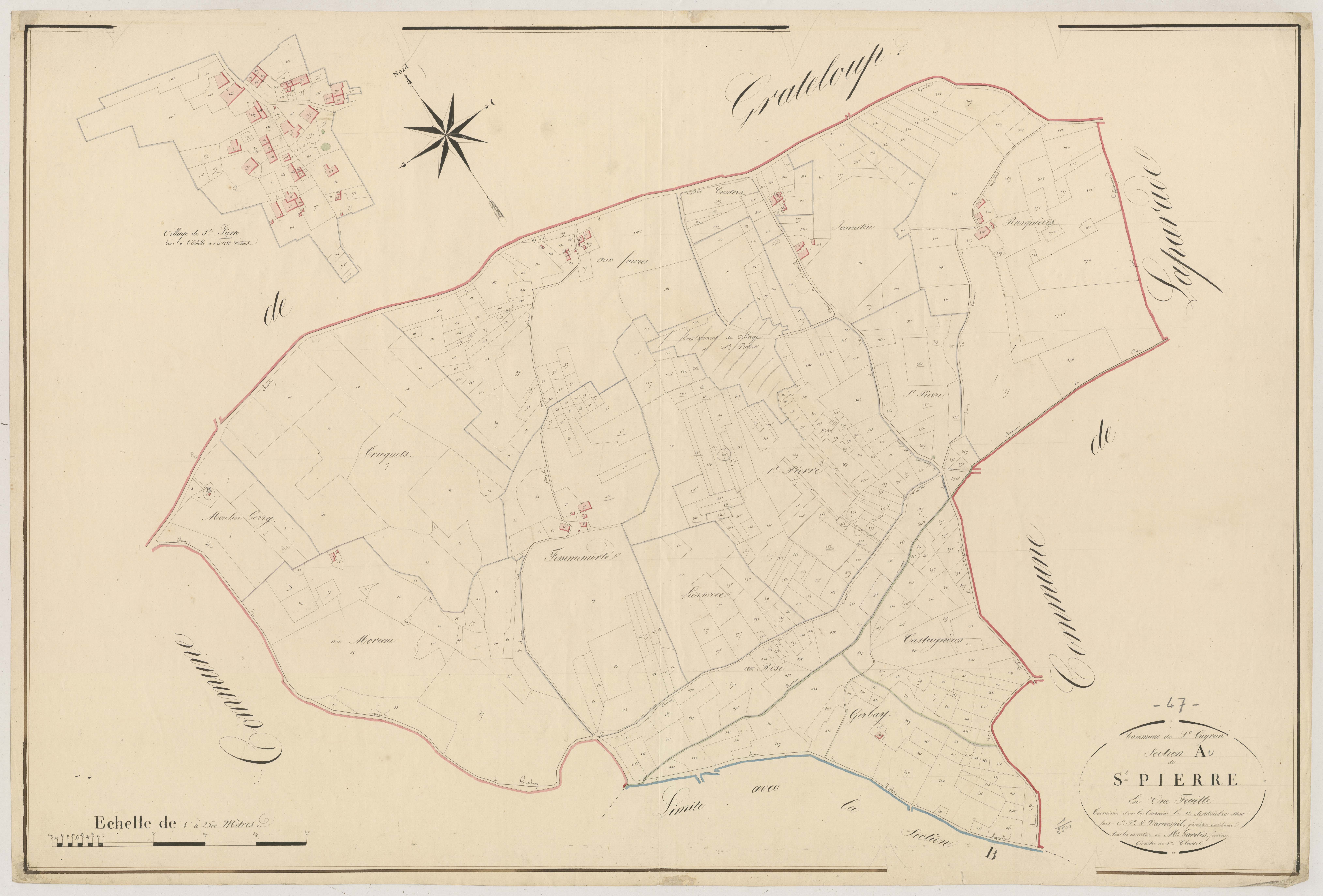 Plan napoléonien, atlas-A Saint-Pierre, Saint-Gayrand (voir Grateloup)