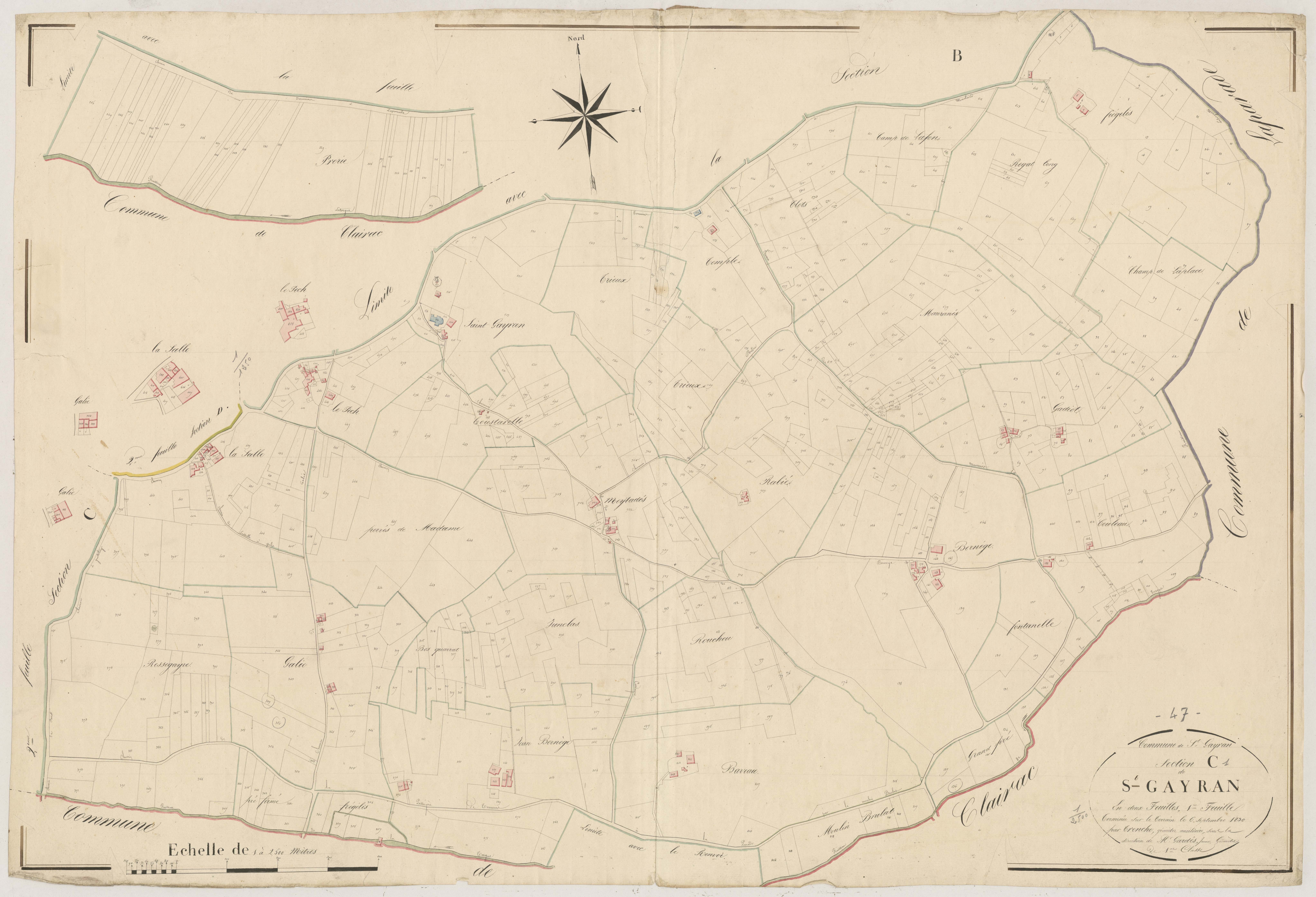 Plan napoléonien, atlas-C1 Saint-Gayran, Saint-Gayrand (voir Grateloup)