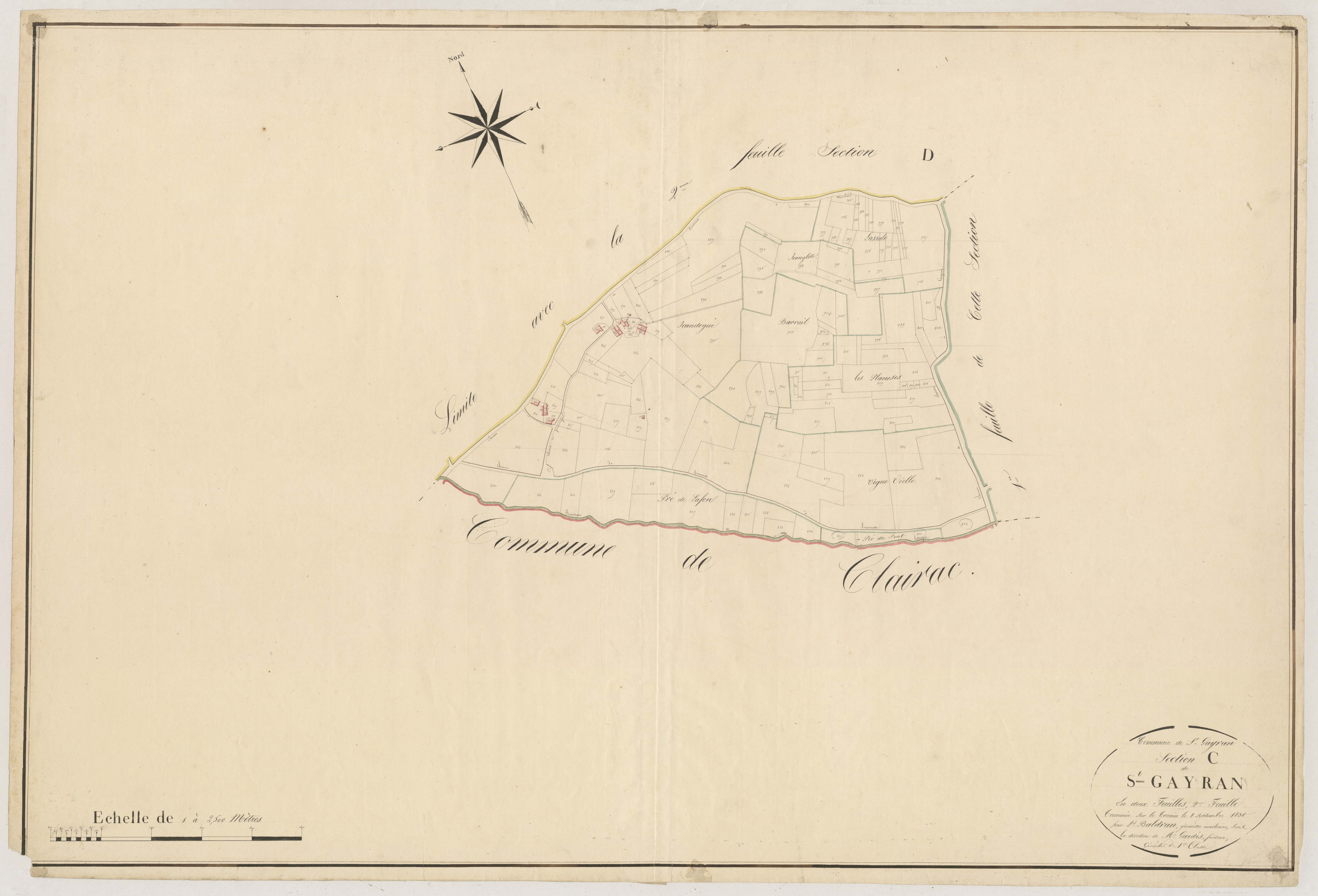 Plan napoléonien, atlas-C2 Saint-Gayran, Saint-Gayrand (voir Grateloup)