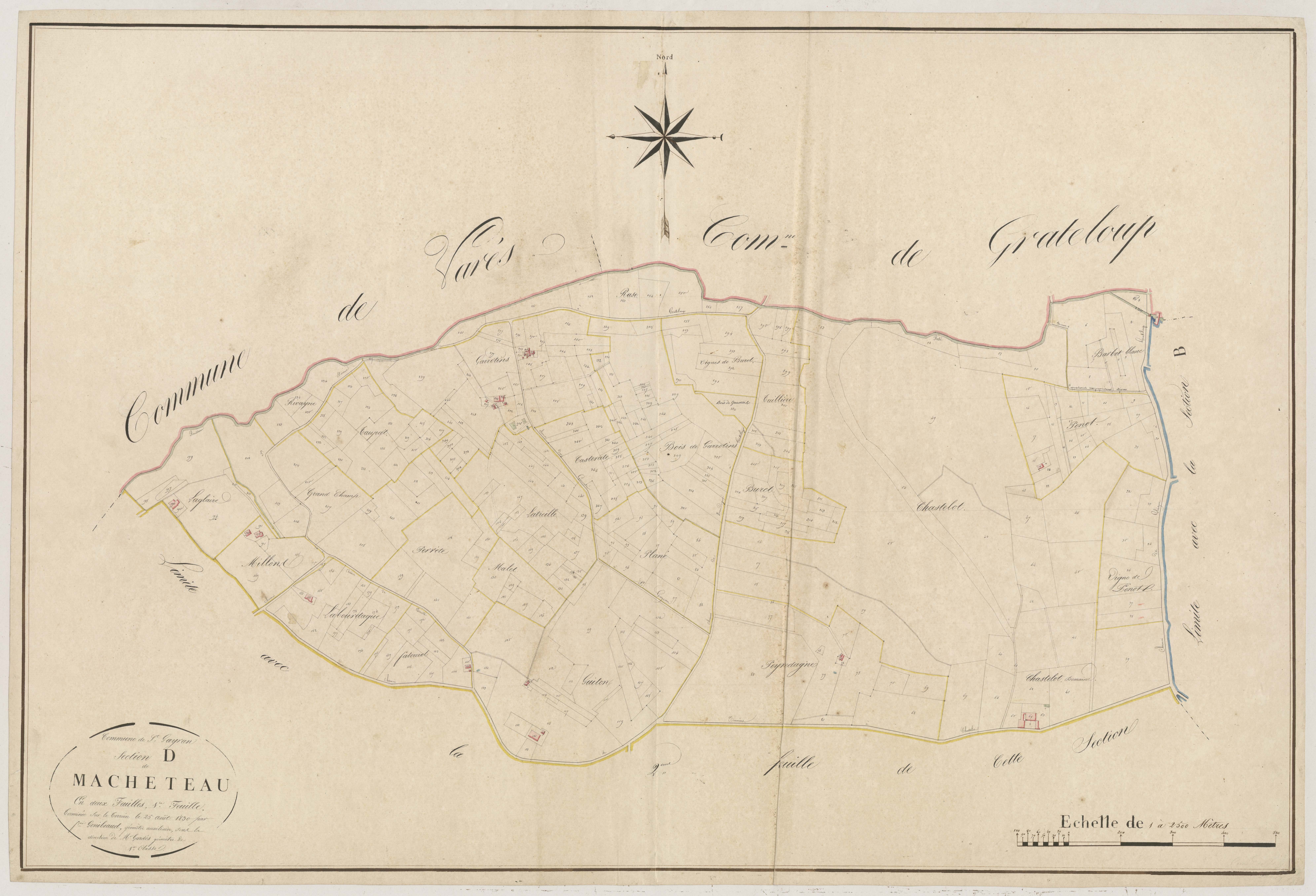 Plan napoléonien, atlas-D1 Macheteau, Saint-Gayrand (voir Grateloup)