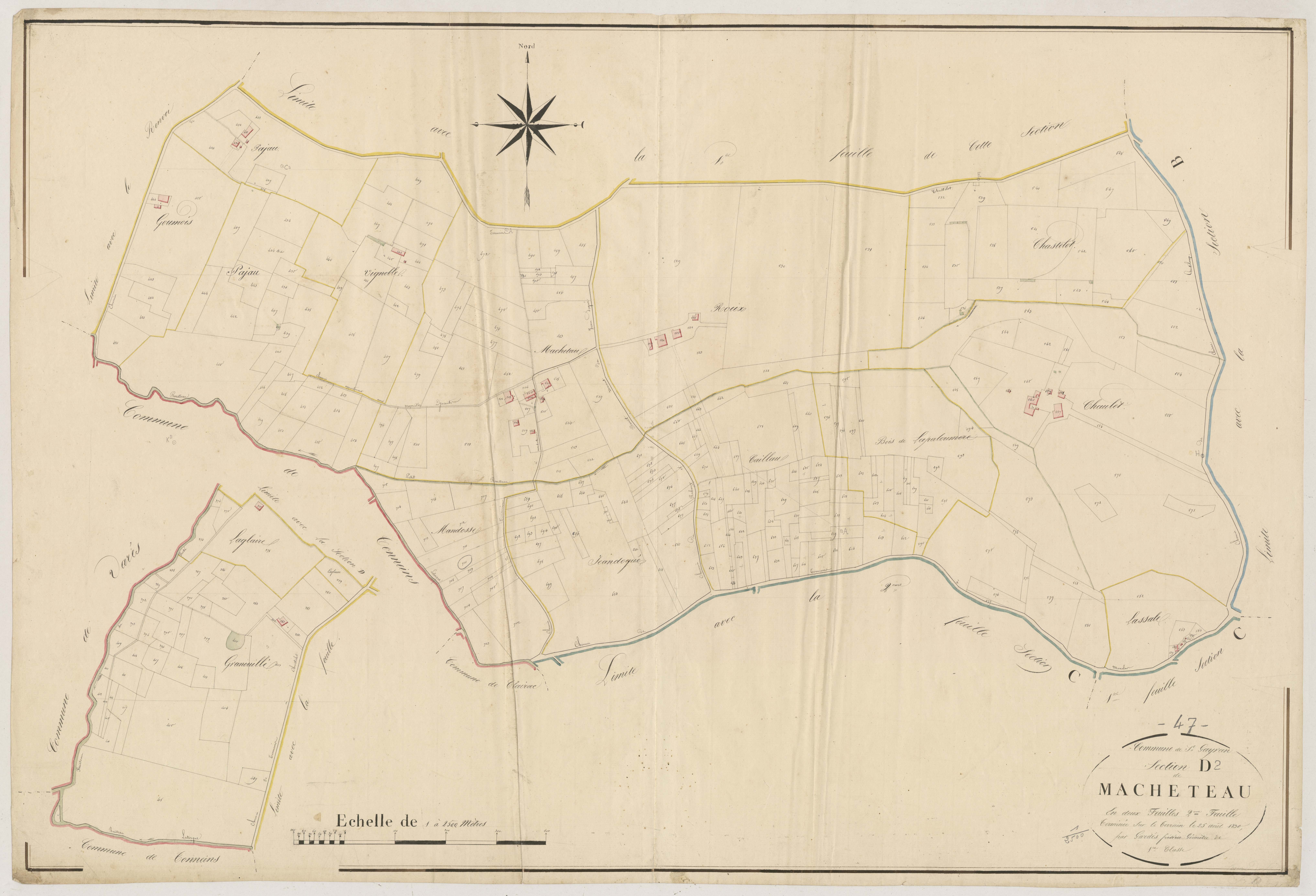 Plan napoléonien, atlas-D2 Macheteau, Saint-Gayrand (voir Grateloup)
