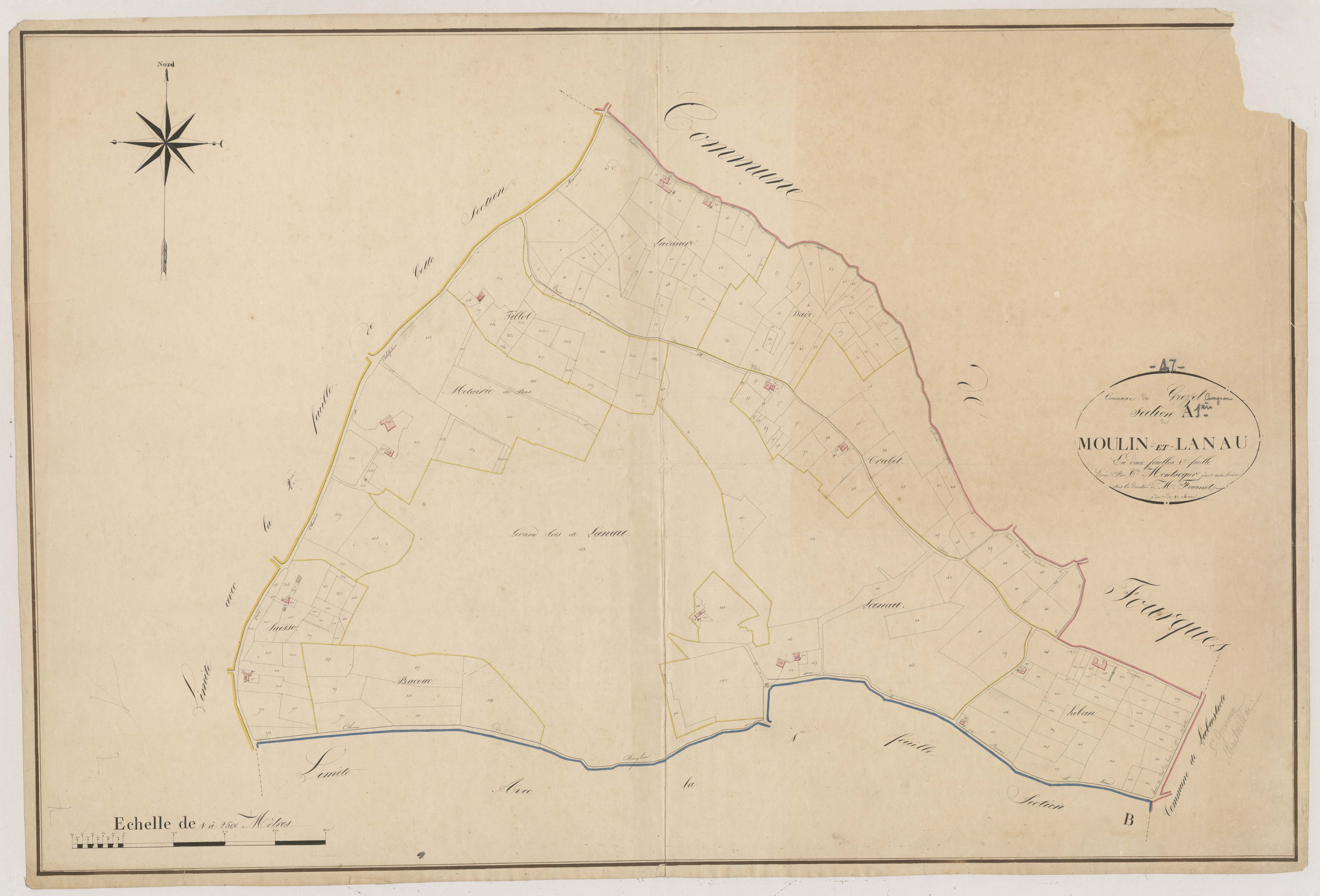 Plan napoléonien, atlas-A1 Moulinet-Lanau, Grézet-Cavagnan