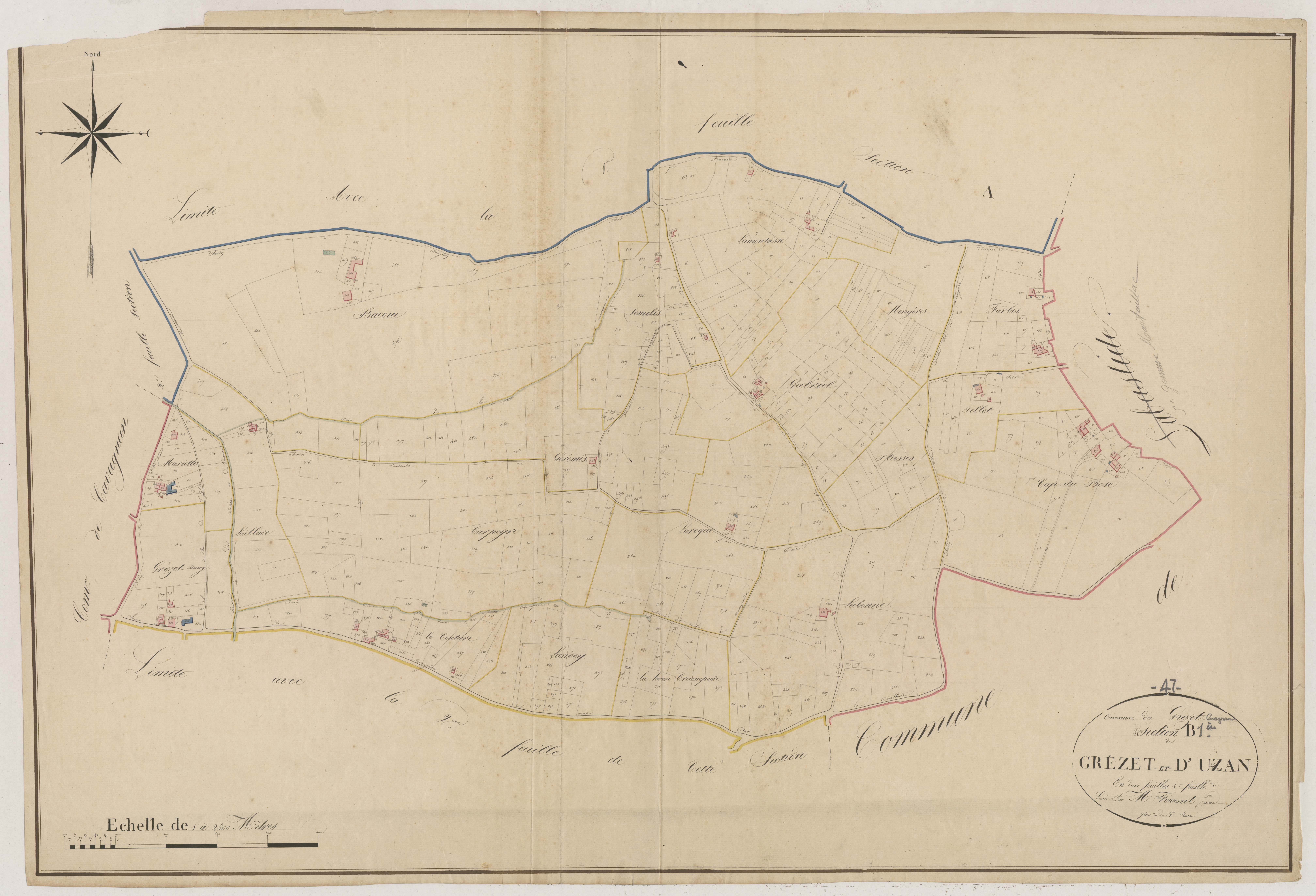 Plan napoléonien, atlas-B1 Grezet-et-d’Uzan, Grézet-Cavagnan