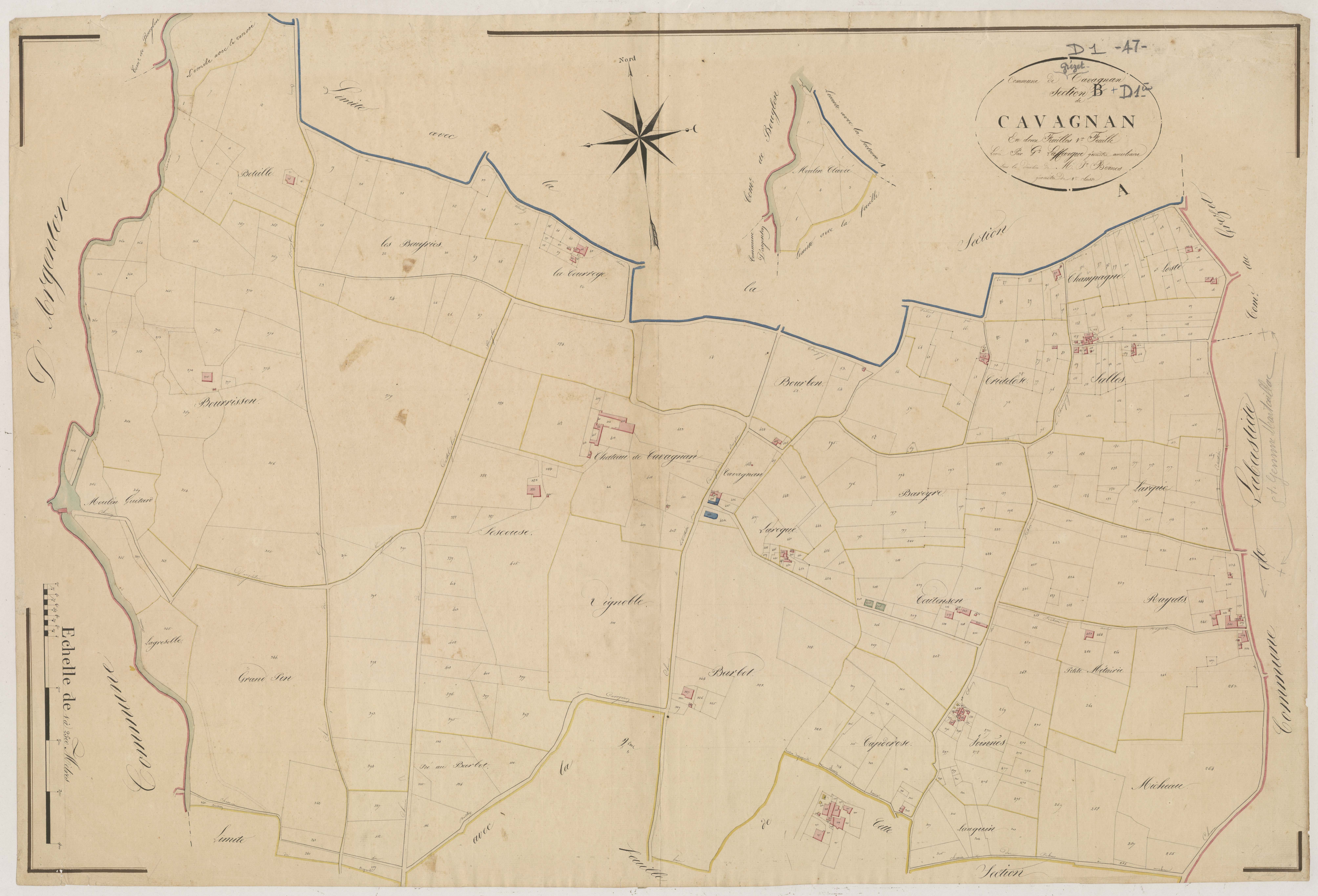 Plan napoléonien, atlas-D1 Cavagnan, Grézet-Cavagnan