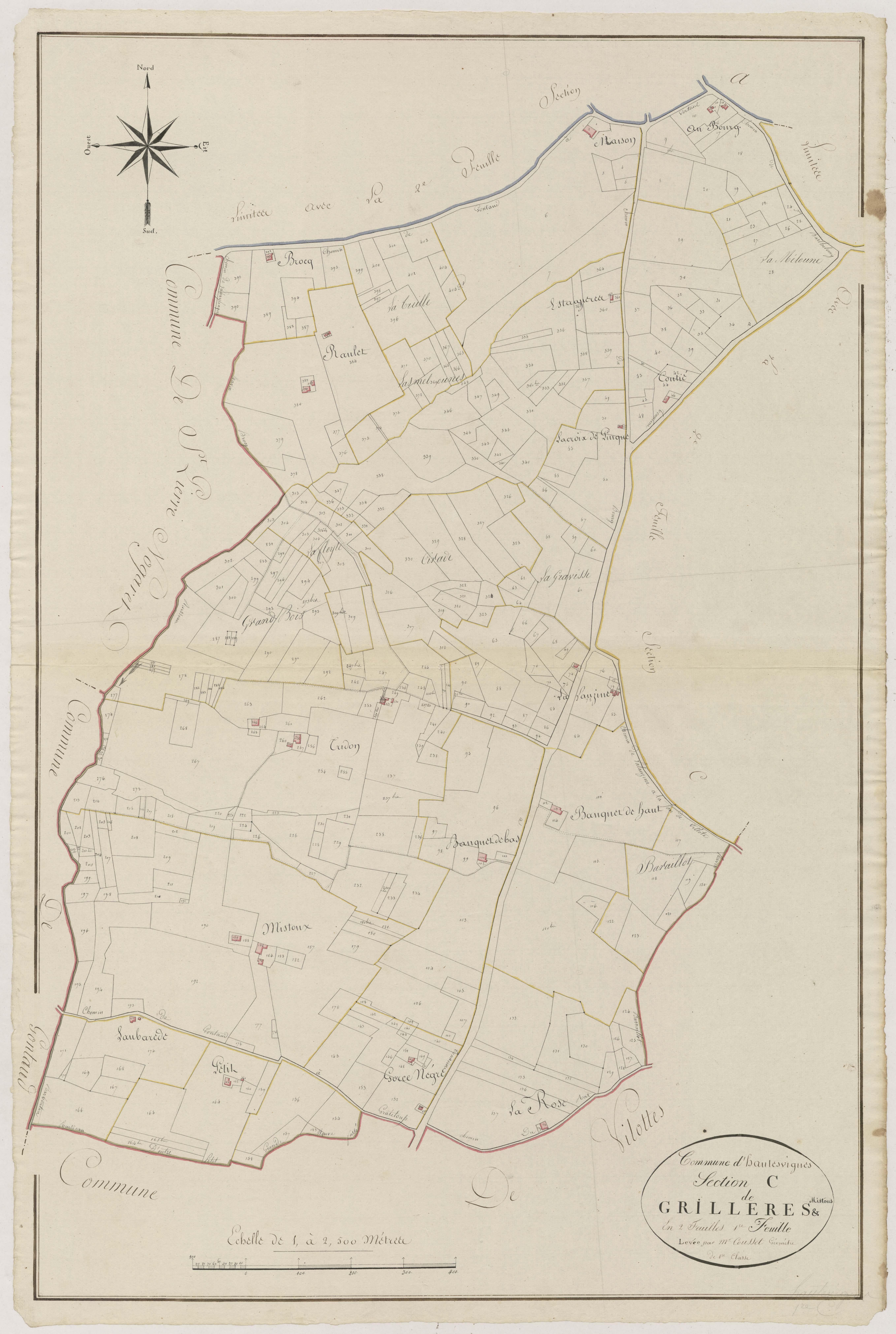 Plan primitif, atlas-C1 Gullères et Mistoux, Hautesvignes