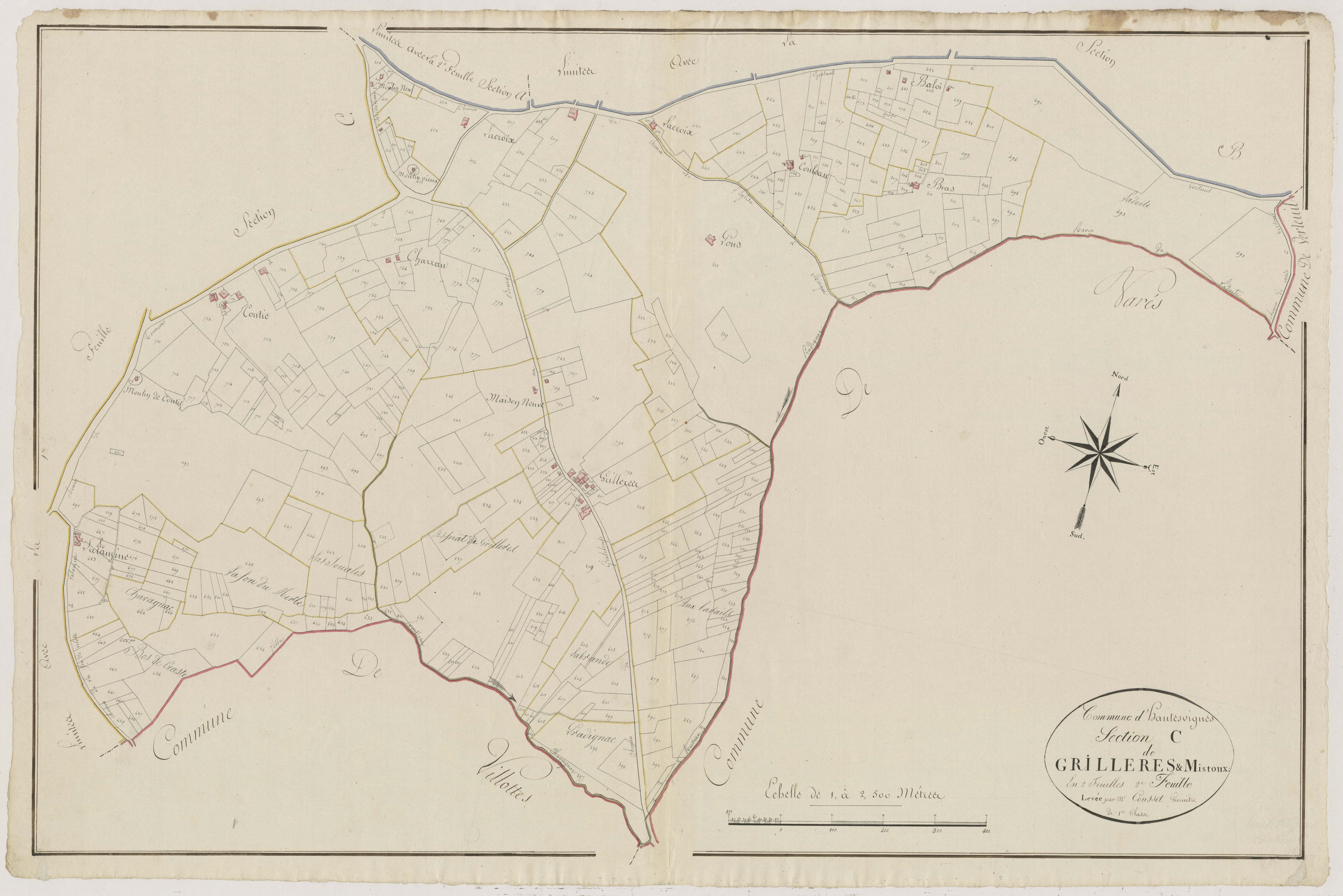 Plan primitif, atlas-C2 Gullères et Mistoux, Hautesvignes
