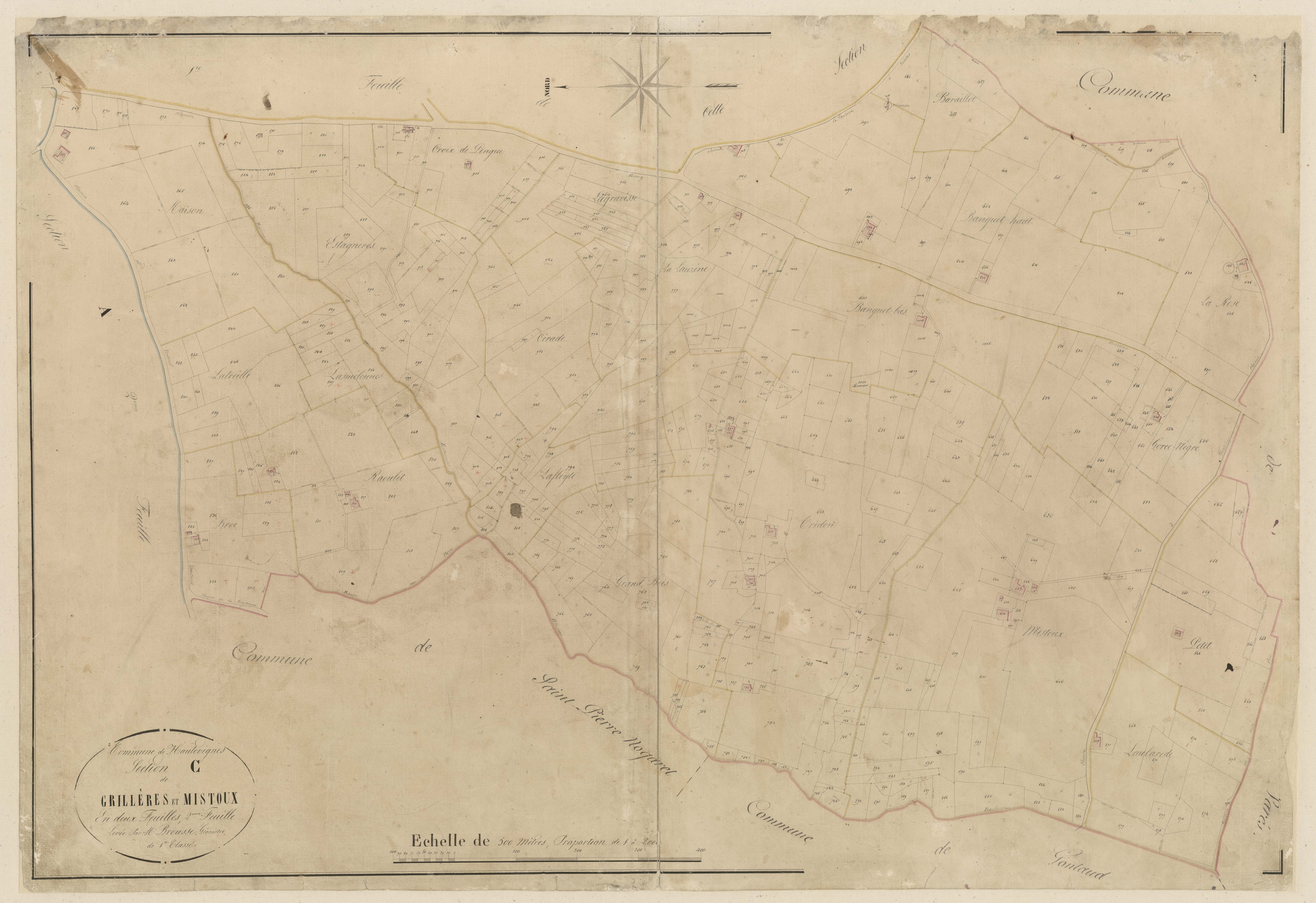 Plan napoléonien-C2 Grillères et Mistoux, Hautesvignes