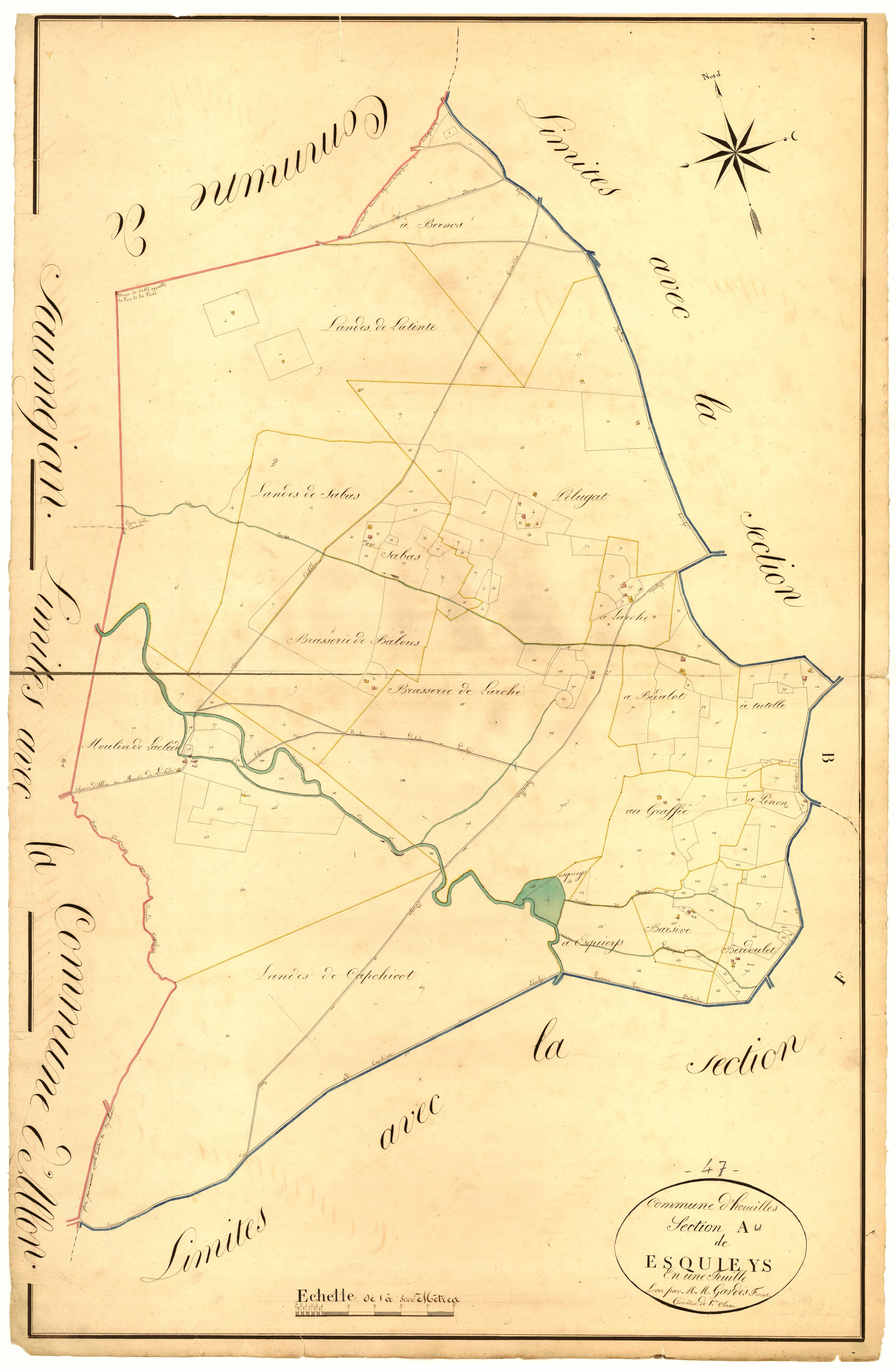 Plan napoléonien, atlas-A Esquieys, Houeillès
