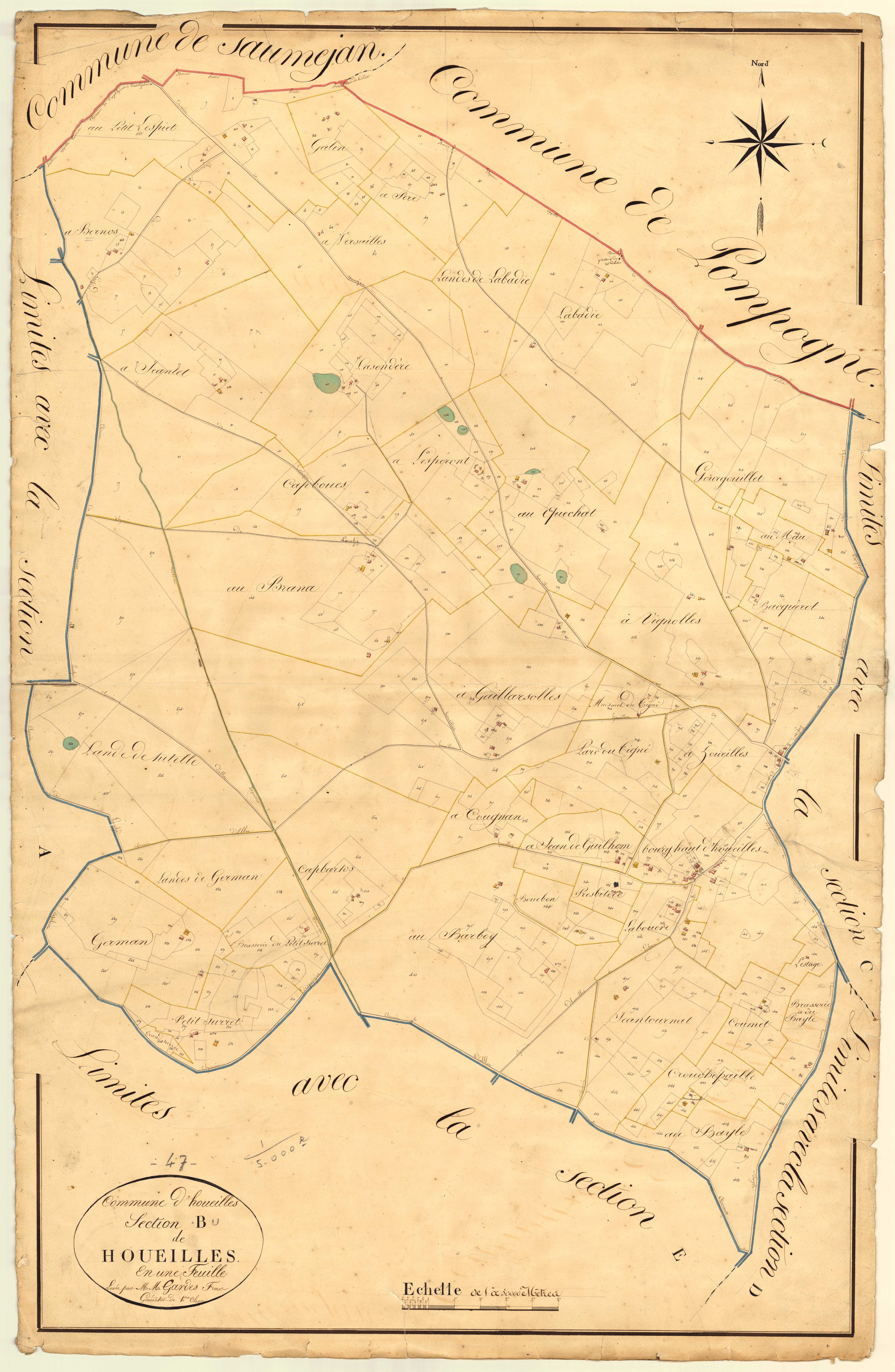Plan napoléonien, atlas-B Houeillès, Houeillès