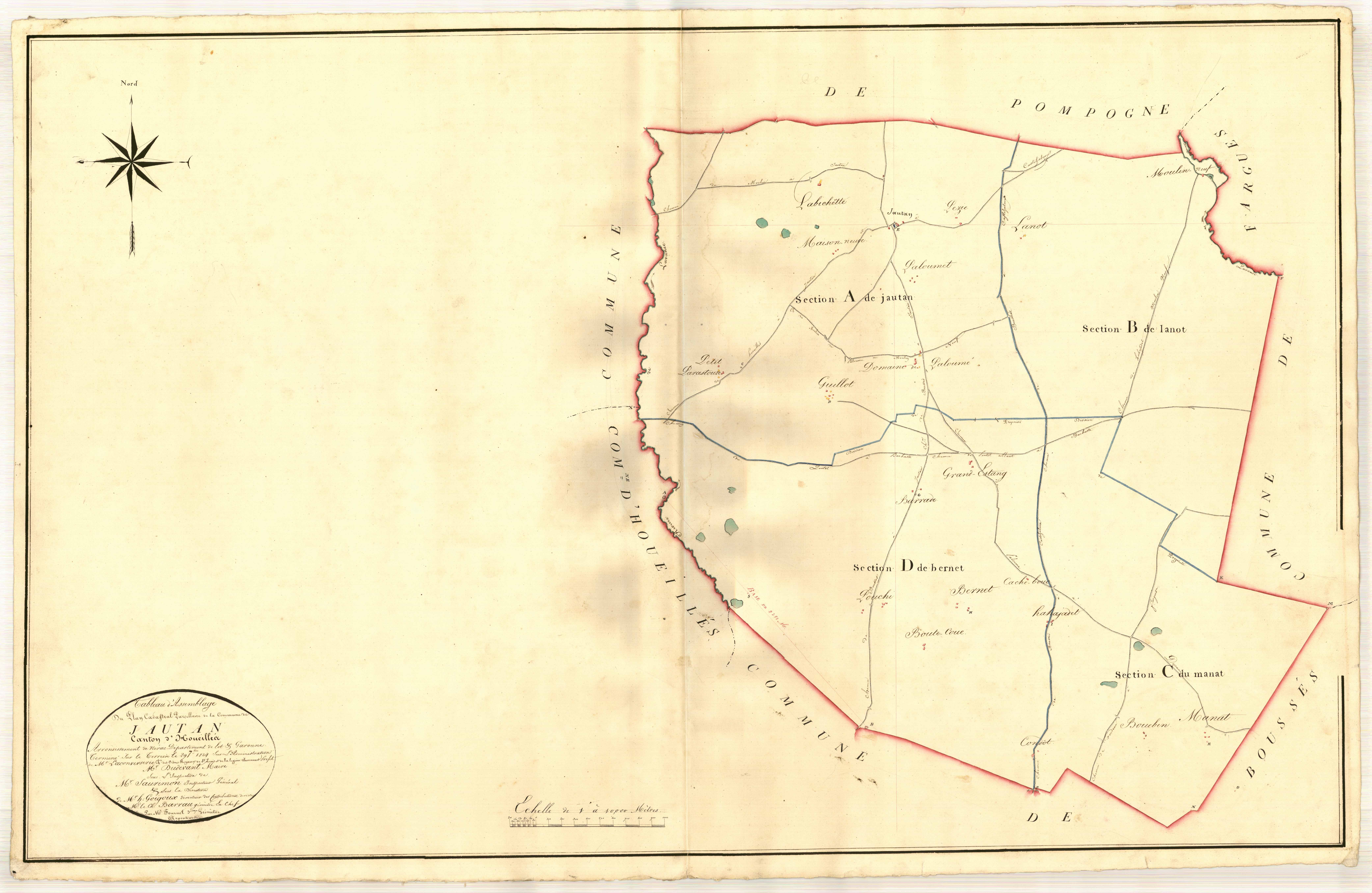 Plan napoléonien, atlas-TA, Jautan (voir Houeillès)