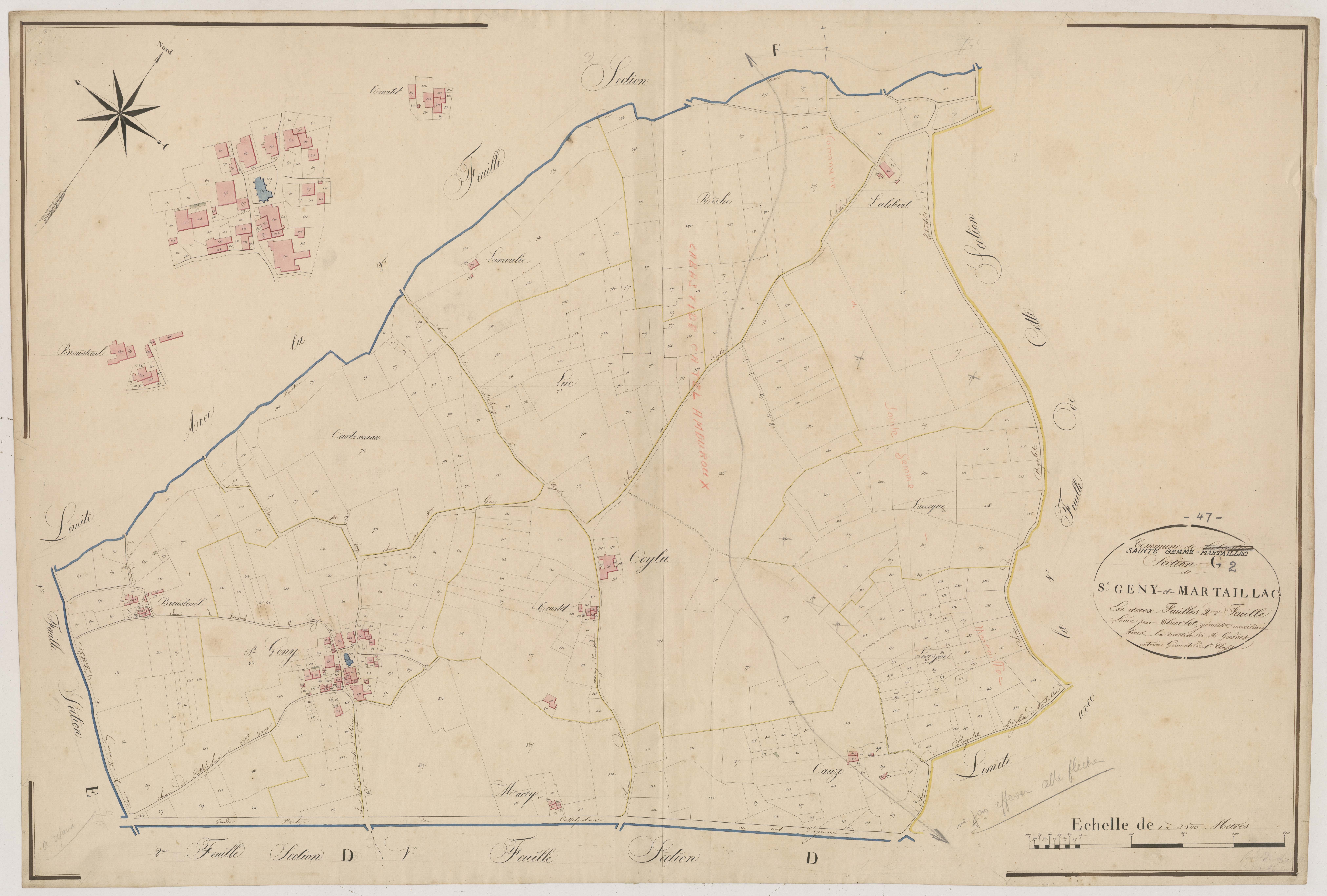 Plan napoléonien, atlas-G2 Saint-Gény-et-Martaillac, Labastide-Castel-Amouroux