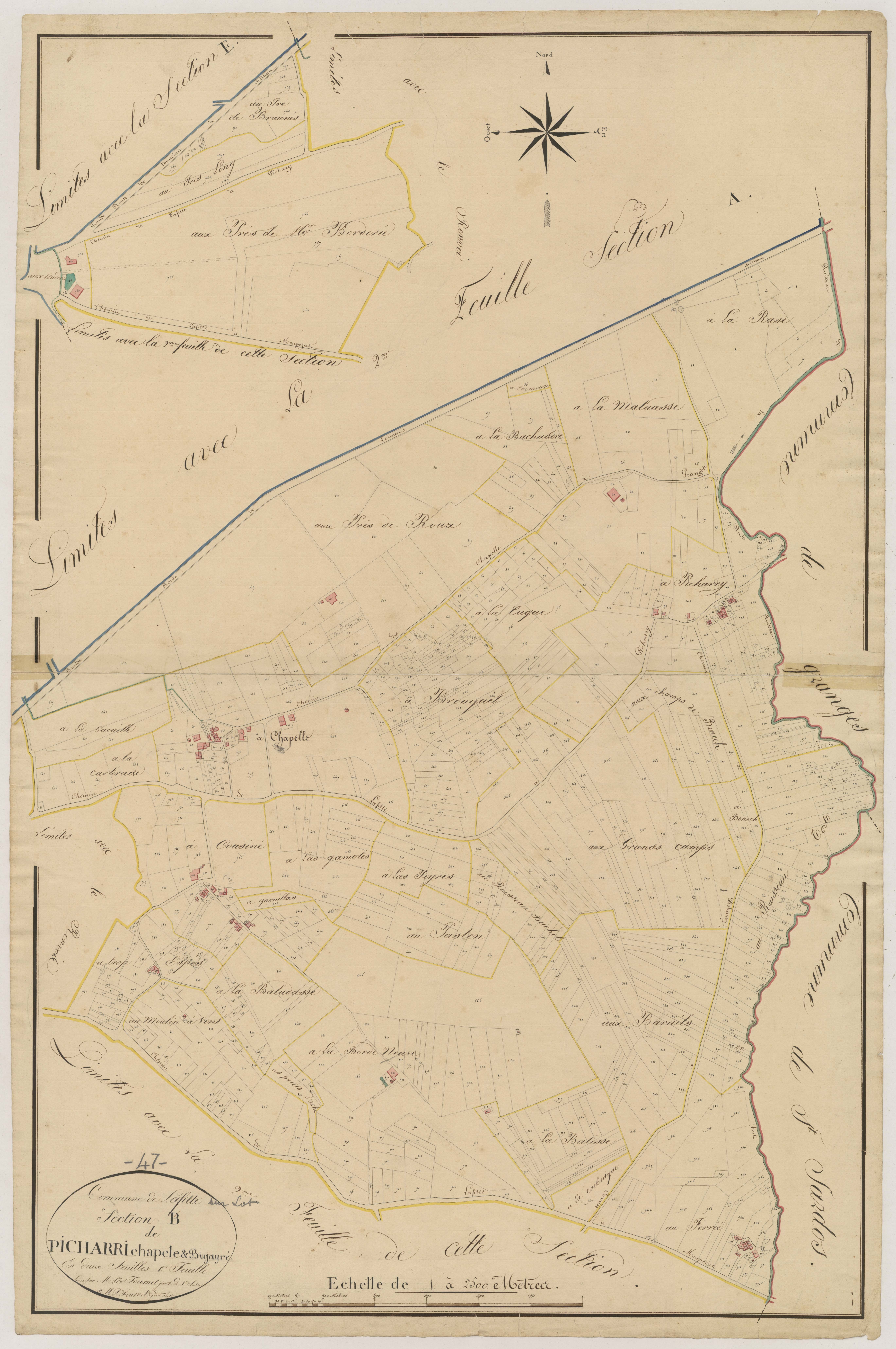 Plan napoléonien, atlas-B1 Picharri, Chapelle et Bigayré, Lafitte-sur-Lot