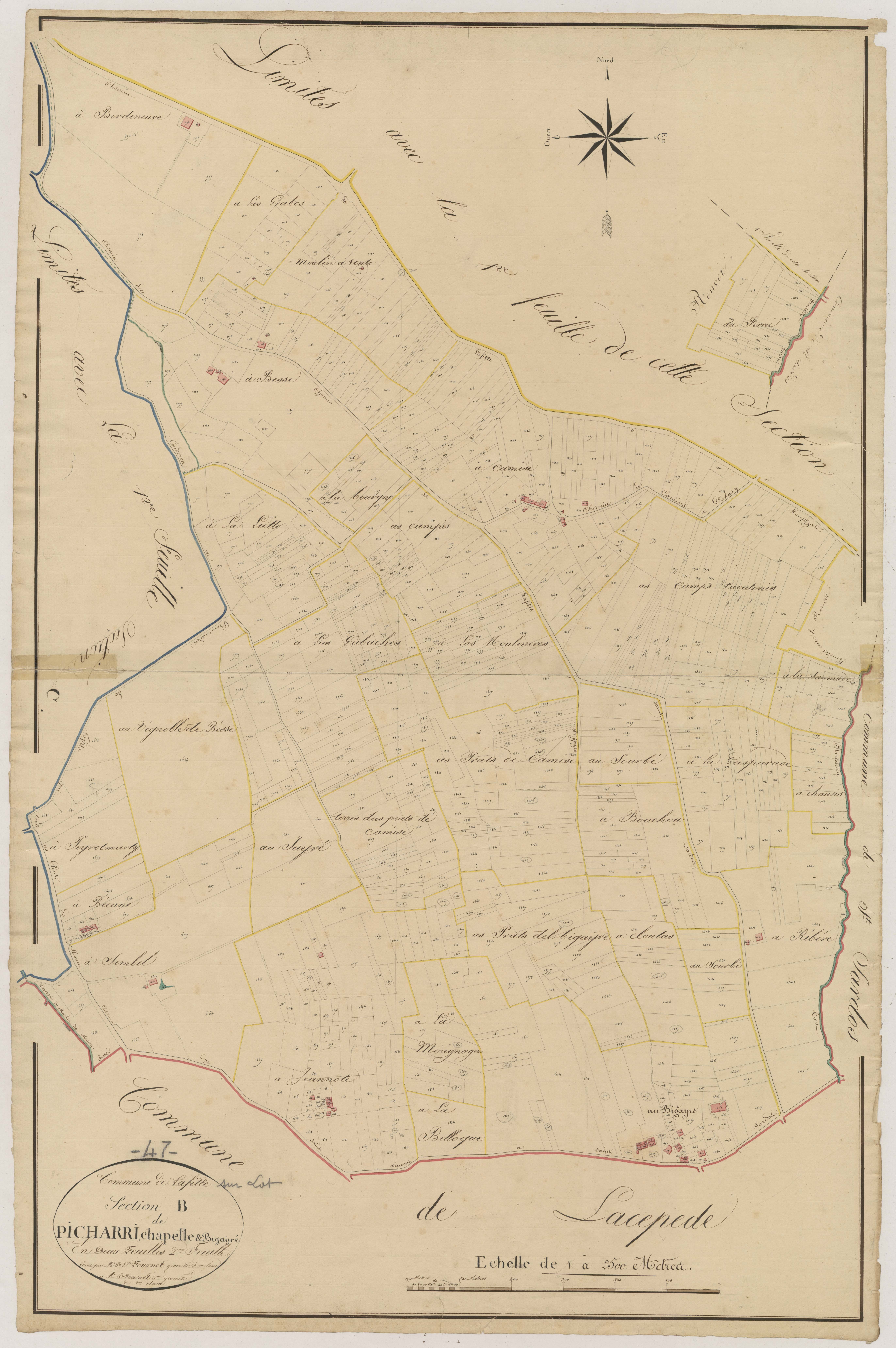 Plan napoléonien, atlas-B2 Picharri, Chapelle et Bigayré, Lafitte-sur-Lot