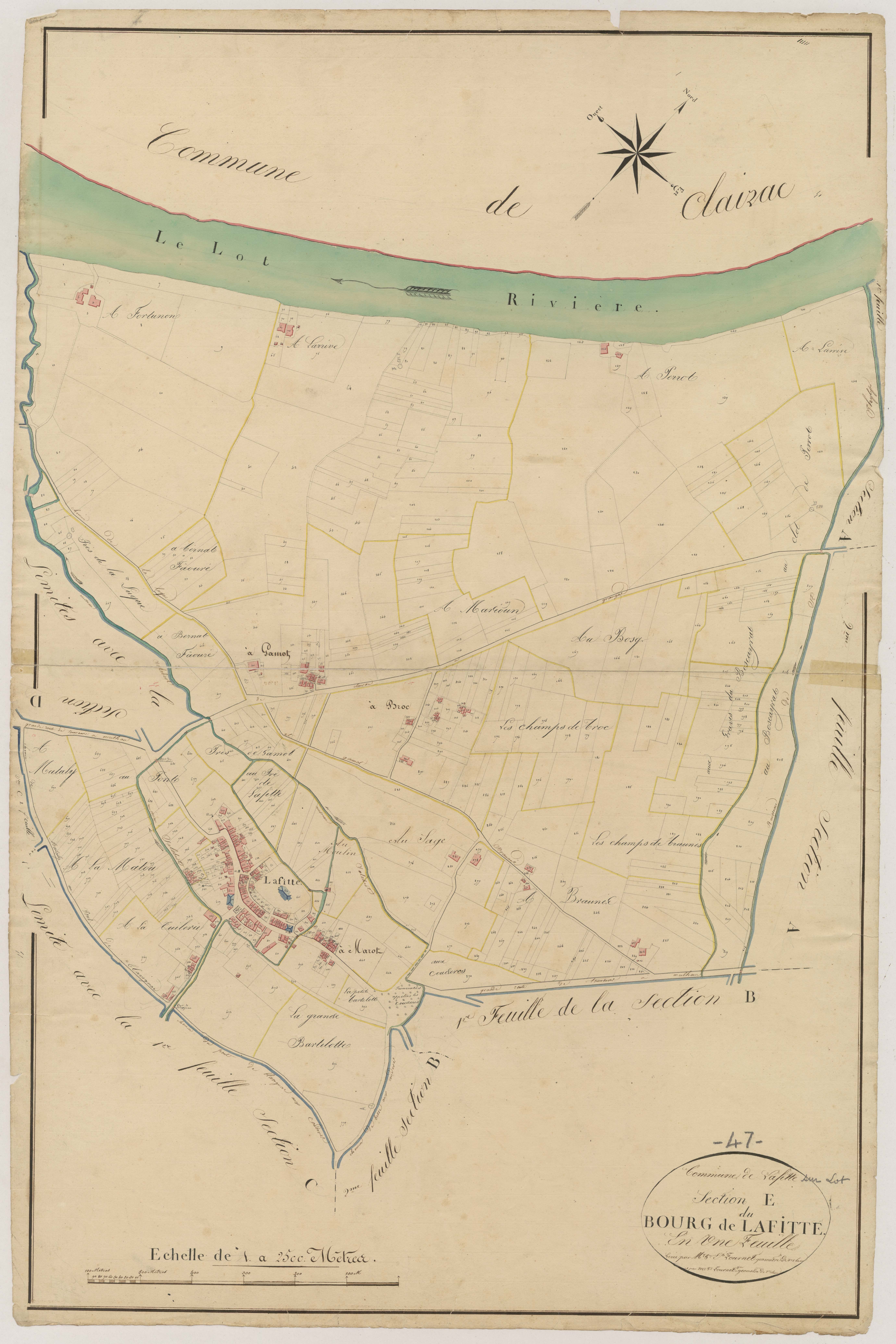Plan napoléonien, atlas-E Bourg de Lafitte, Lafitte-sur-Lot