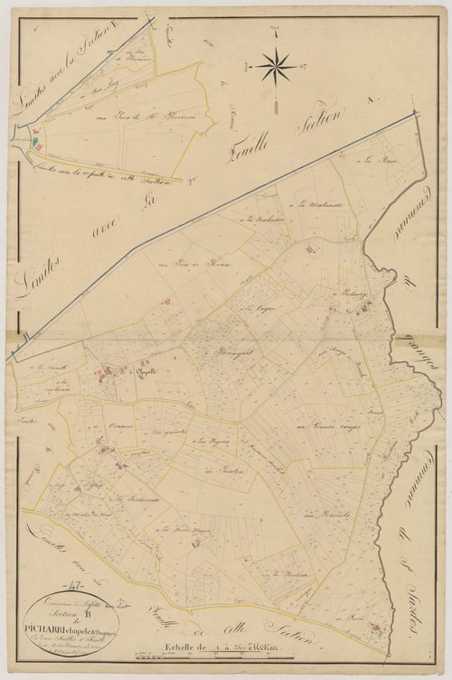 Plan napoléonien, atlas-B1 Picharri, Chapelle et Bigayré, Lafitte-sur-Lot
