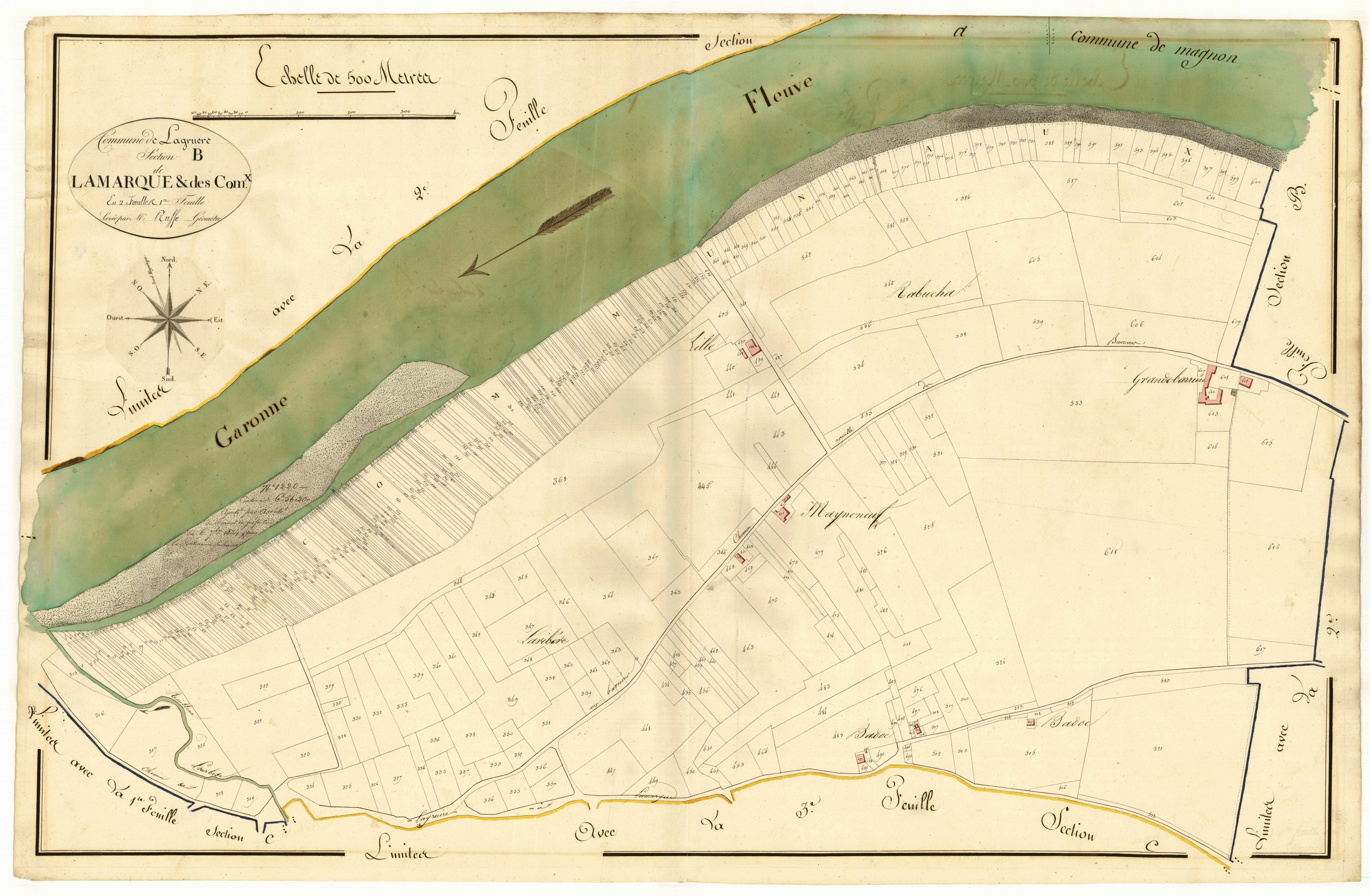 Plan primitif, atlas-B1 Lamarque et Les Communaux, Lagruère