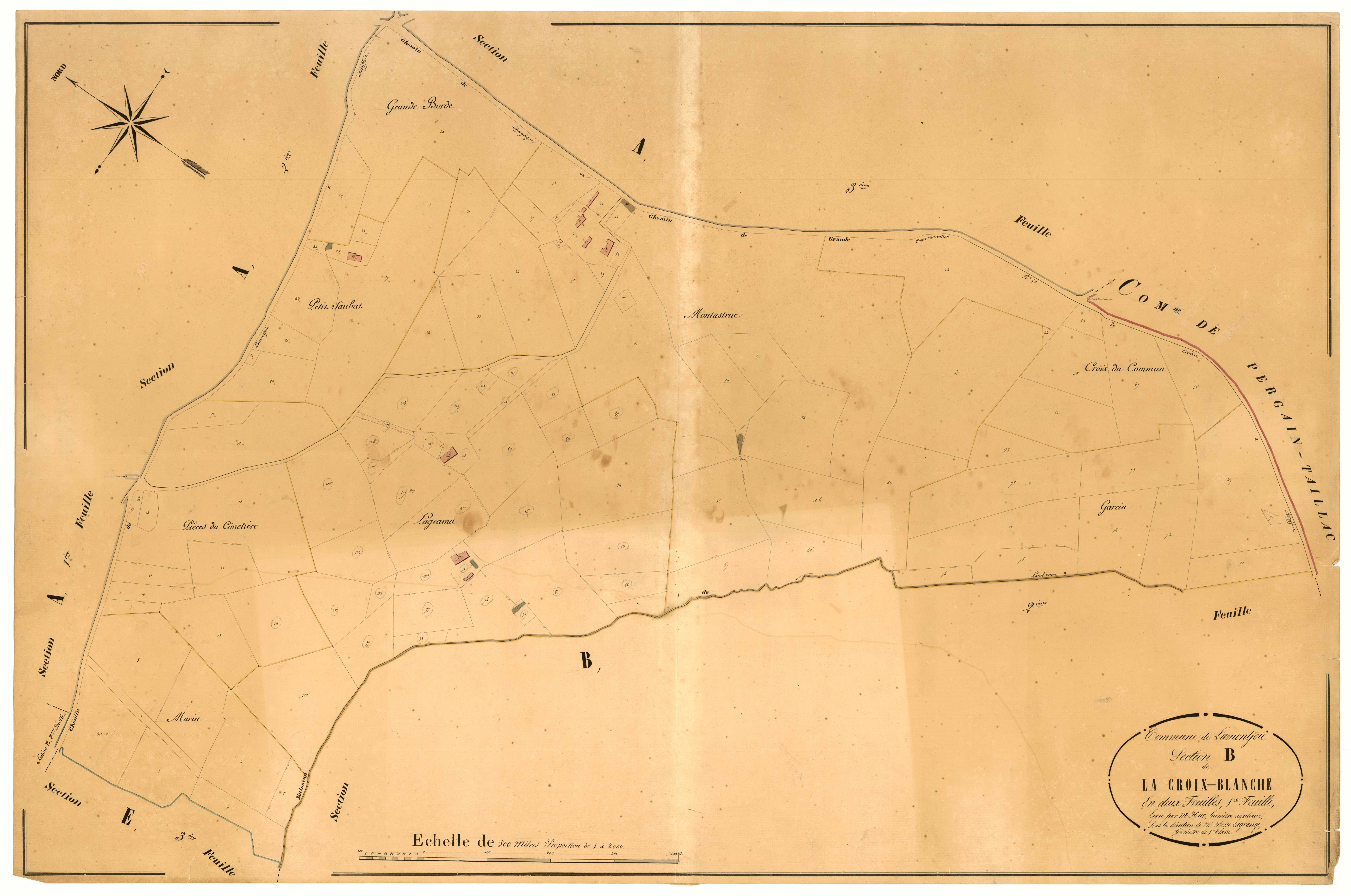 Plan napoléonien, atlas-B1 La Croix-Blanche, Lamontjoie