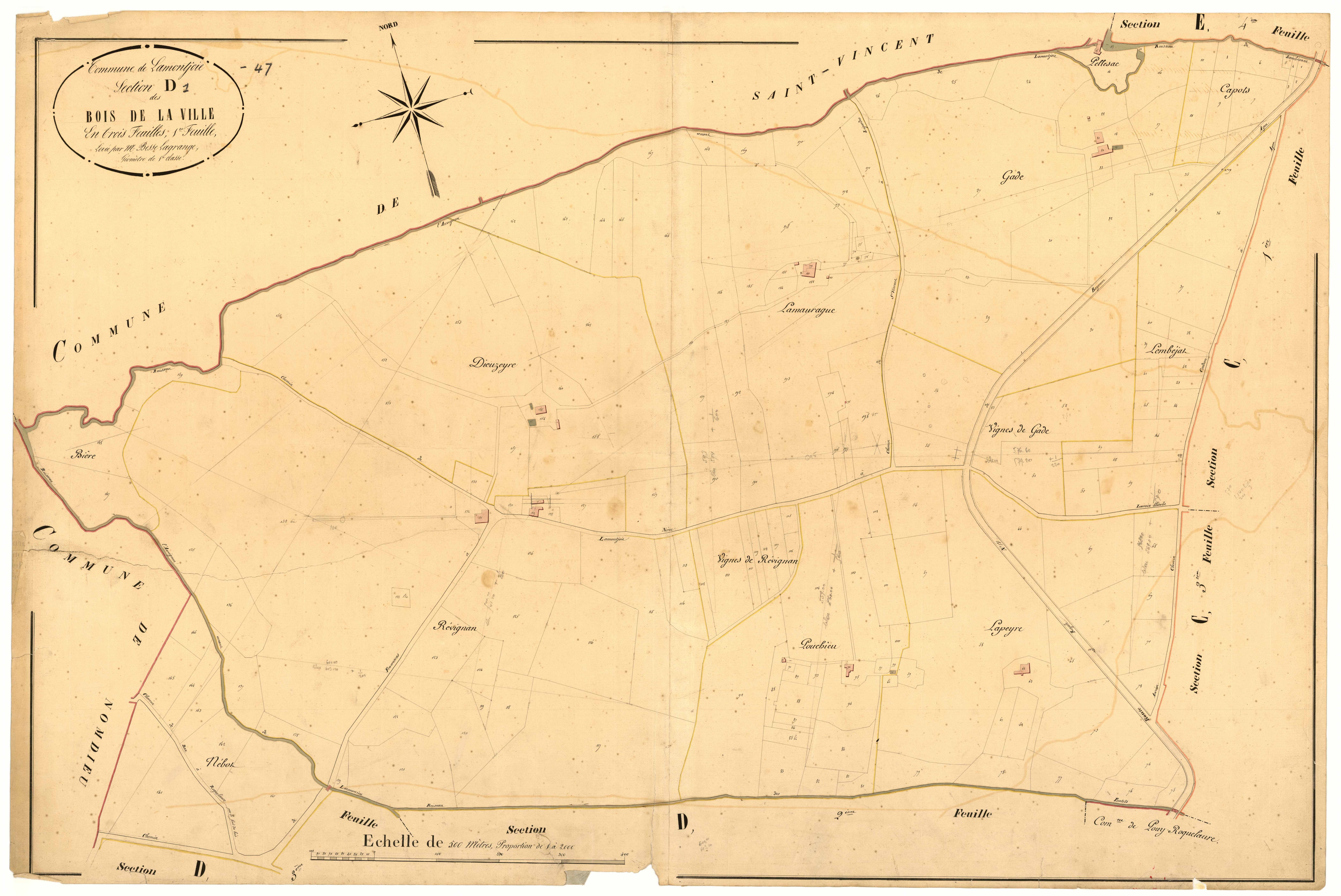 Plan napoléonien, atlas-D1 Bois de la ville, Lamontjoie